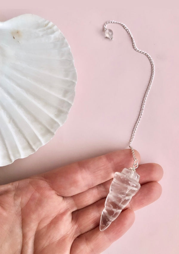 Spiral Pendul i Bjergkrystal ☾ Healing med det hvide lys, klarhed, styrke & bevidsthed ☽