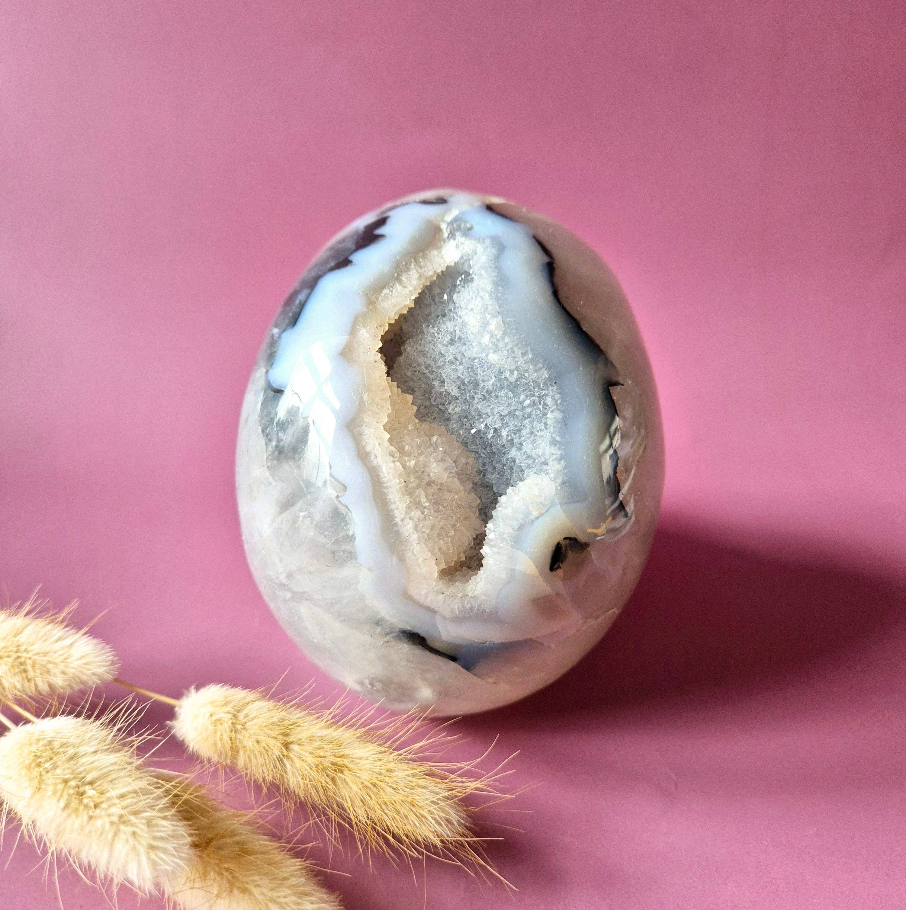 XXL Druzy Grå Agat Kranie – #1 – 15 cm / 1,8 kg