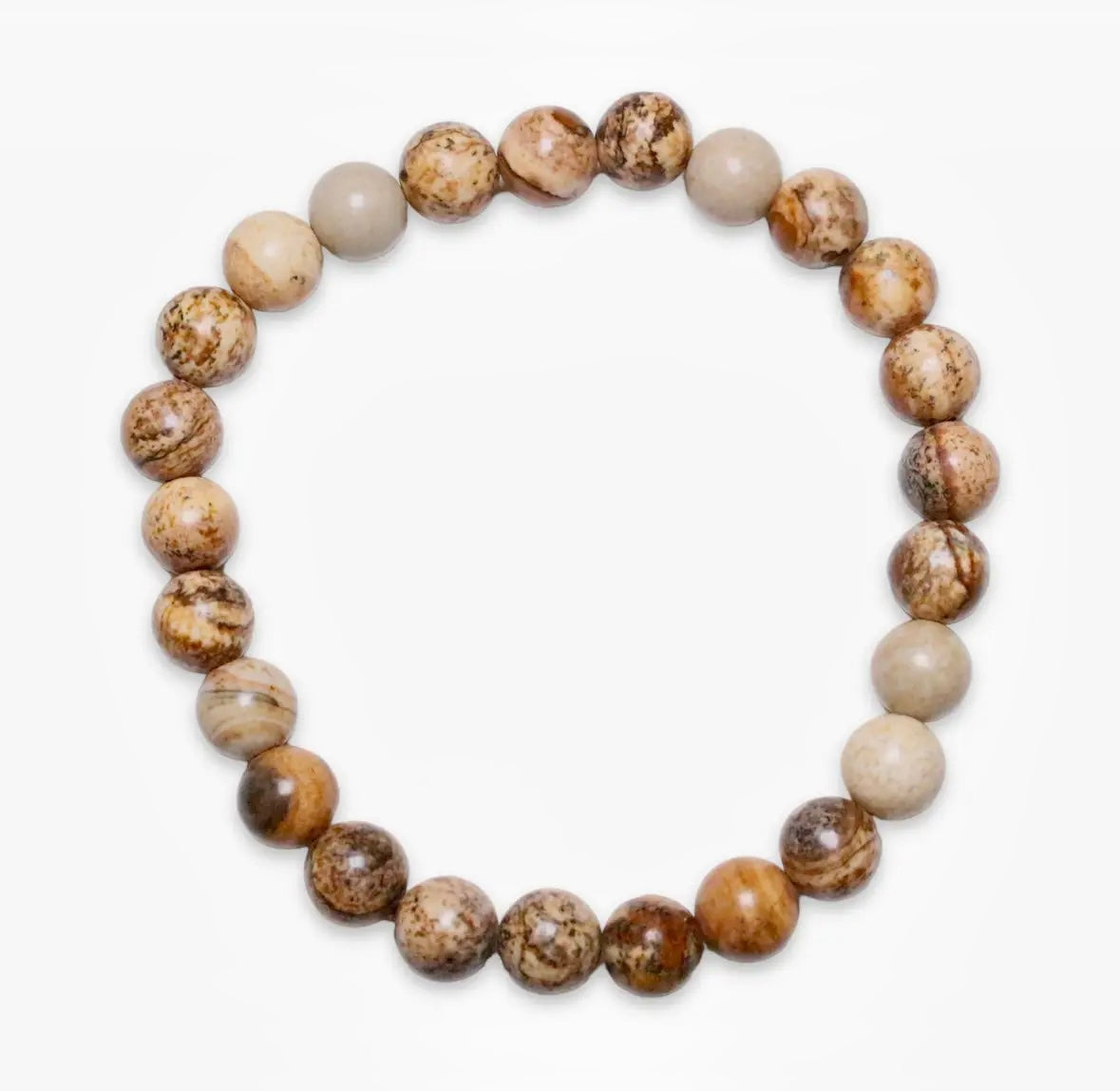 Picture Jaspis Armbånd til mænd ☾ “Jeg Er I Dyb Indre Transformation, Jeg Arbejder I Harmoni & Balance Med Mig Selv, Jeg Åbner Mit Hjerte For Livets Gaver” ☾ 8mm 20 cm
