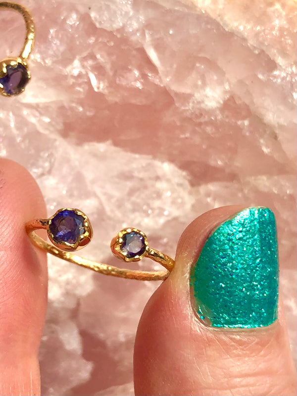 ☾ Blå Lolit Ring ☽ Justerbar 𓂀 Find din sande vej, Kontakt til dit højere selv, transformation & eventyr 𓂀