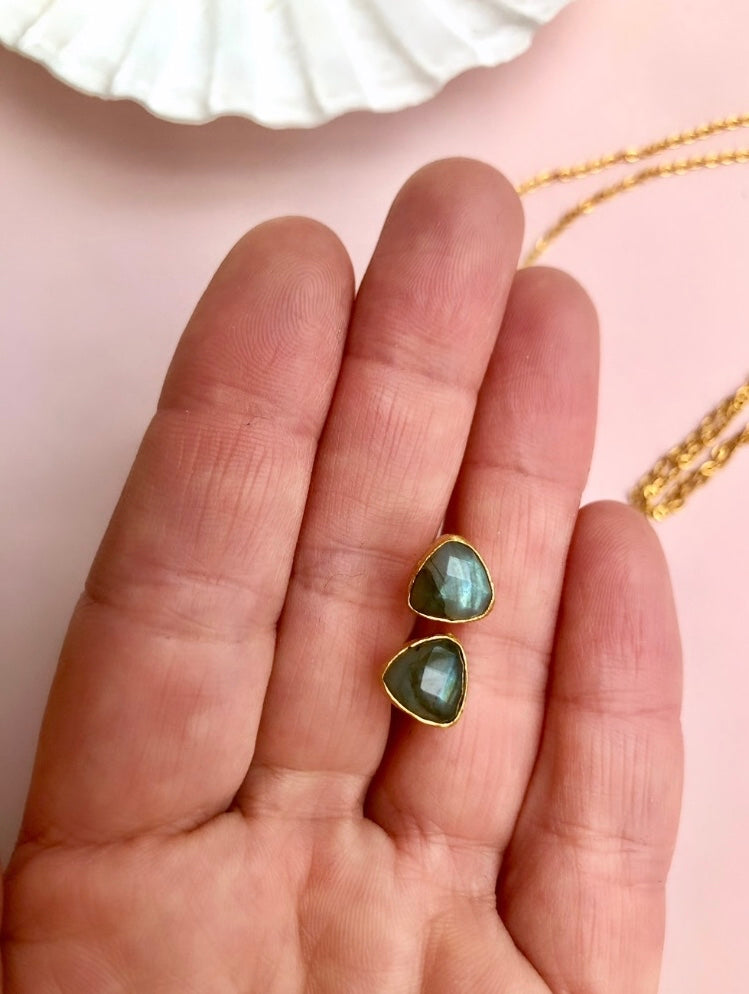 ☾ Labradorit Halskæde & øreringe ☾ Spirituelle evner, styrke, transformation & beskyttelse ☾