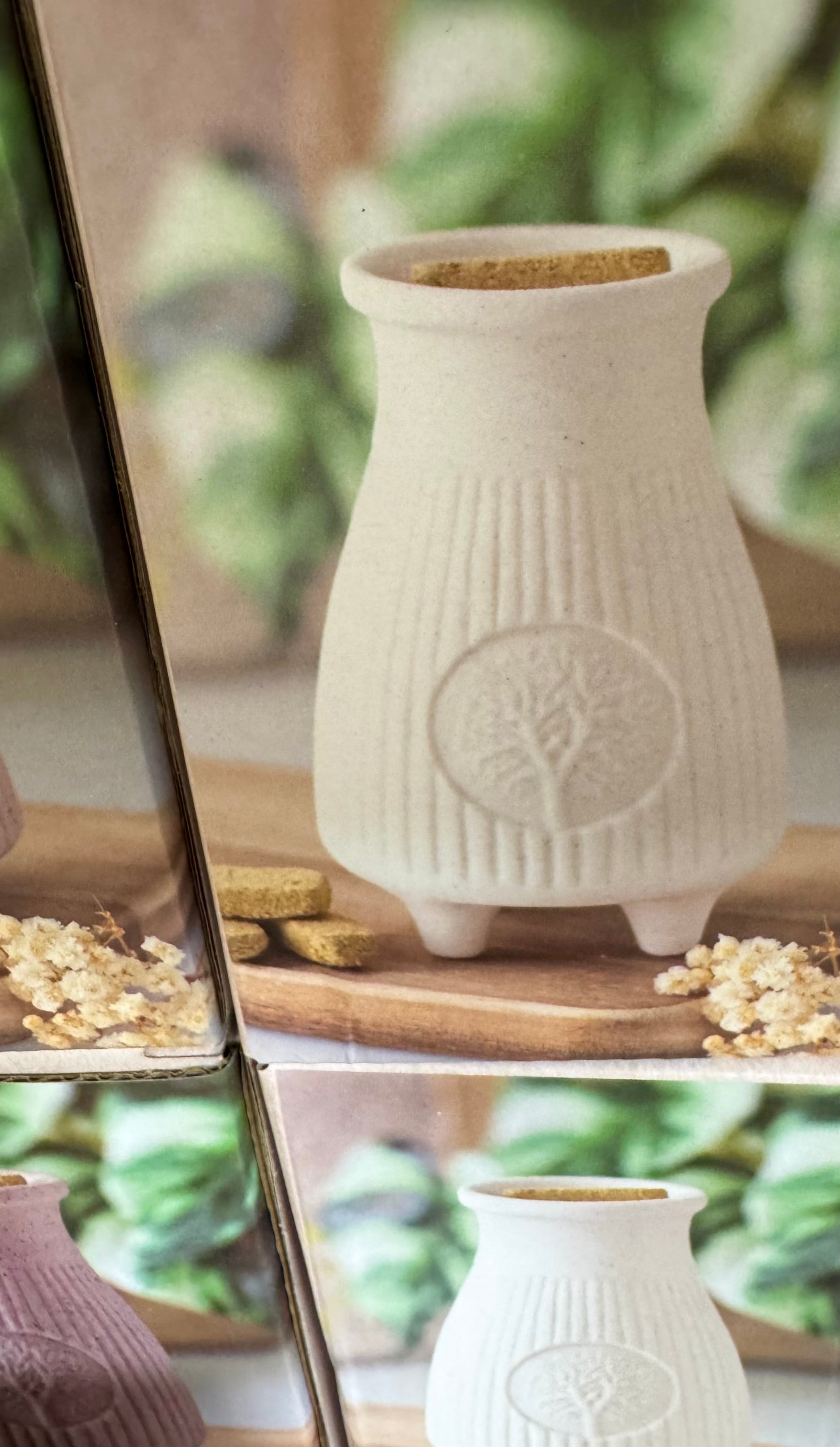 Keramisk Palo Santo & olie brænder - cremefarvet eller gråbeige