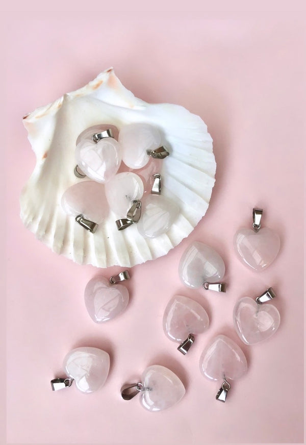 Rosenkvarts Hjerte Vedhæng Ubetinget Kærlighed & Balance mellem yin & Yang ♡