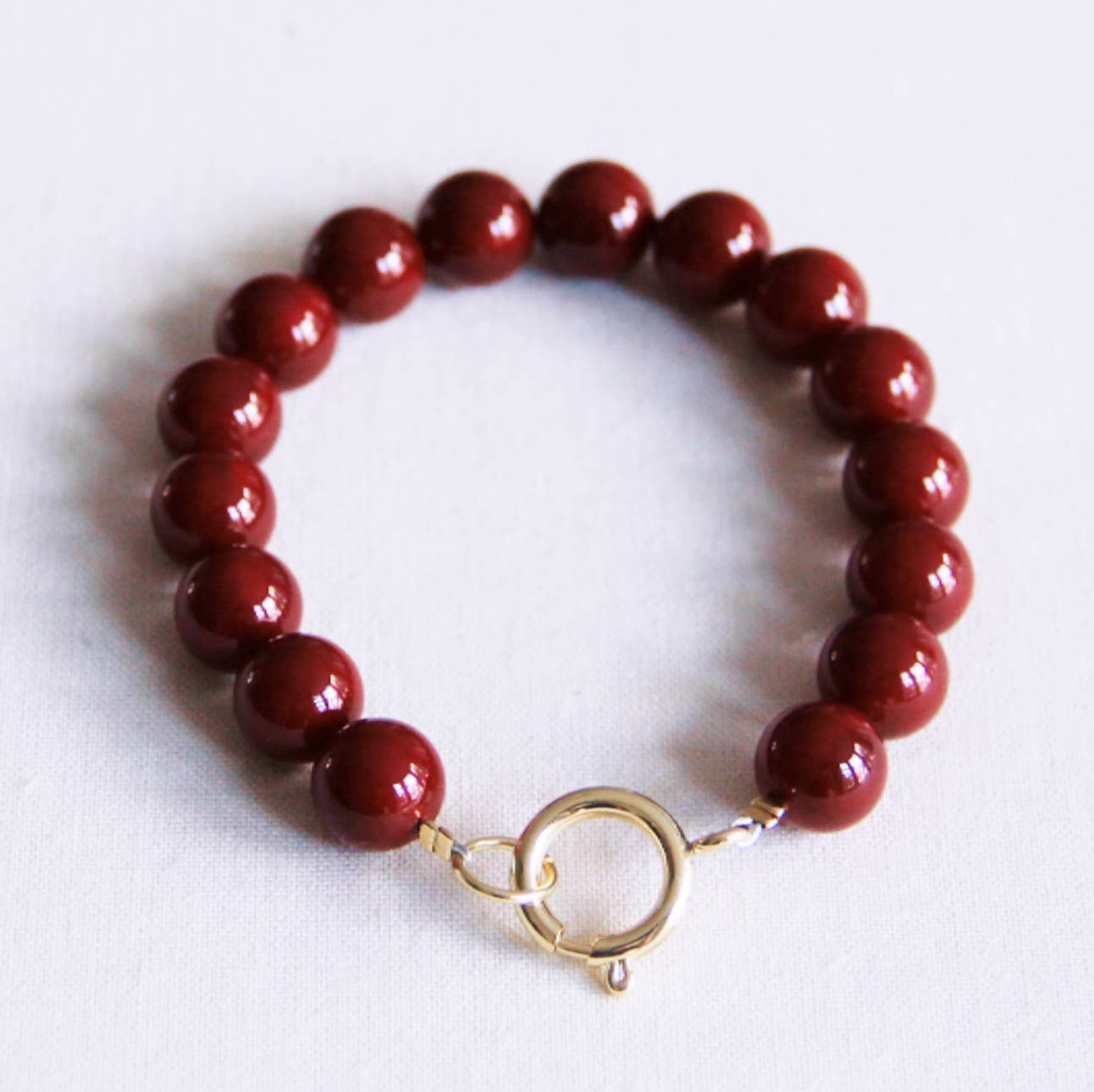 Armbånd med naturstenperler XL - bordeaux