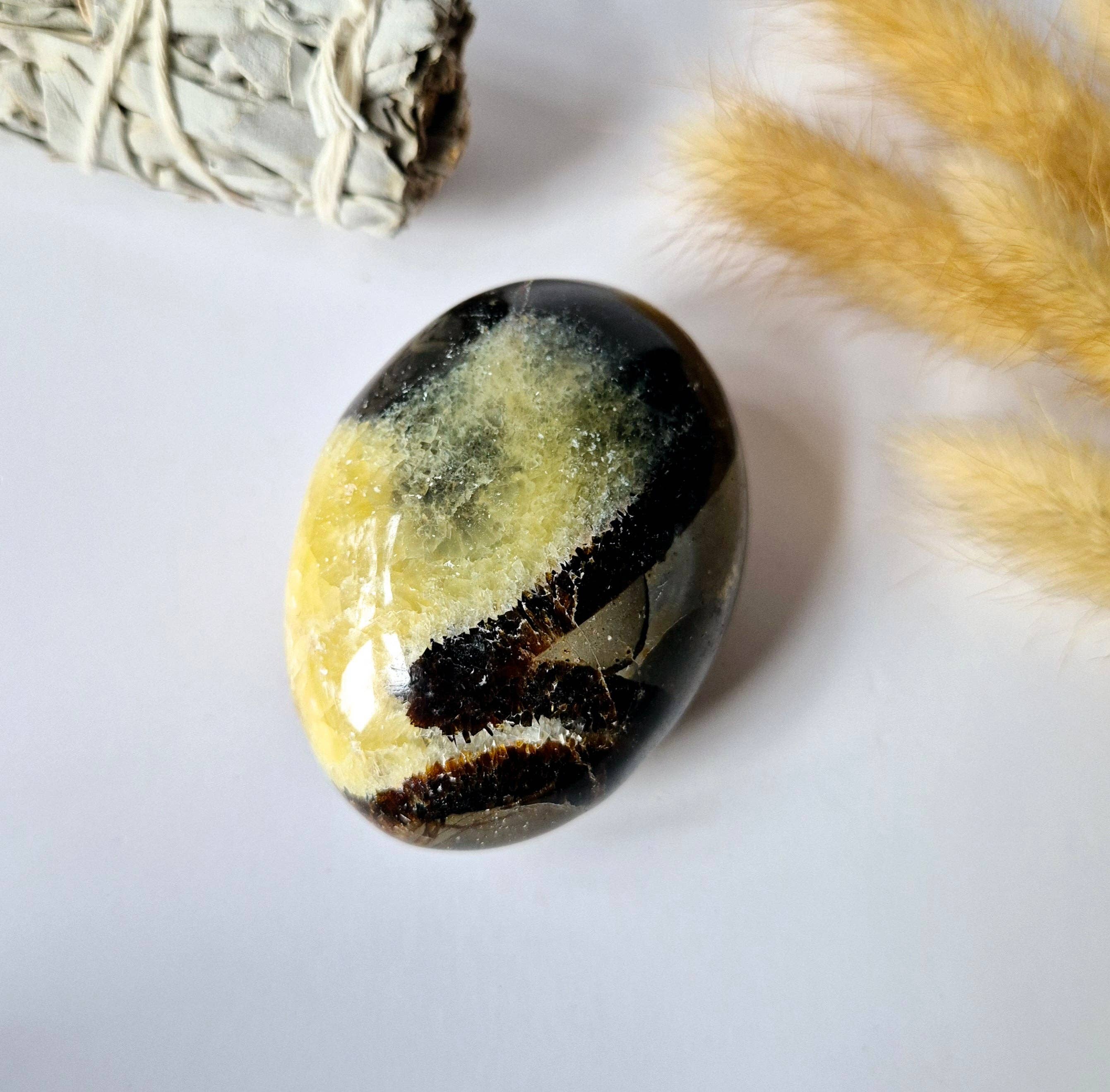 Septarie palmstone – håndsten til afslapning og ro – bekymringssten / drageæg-sten