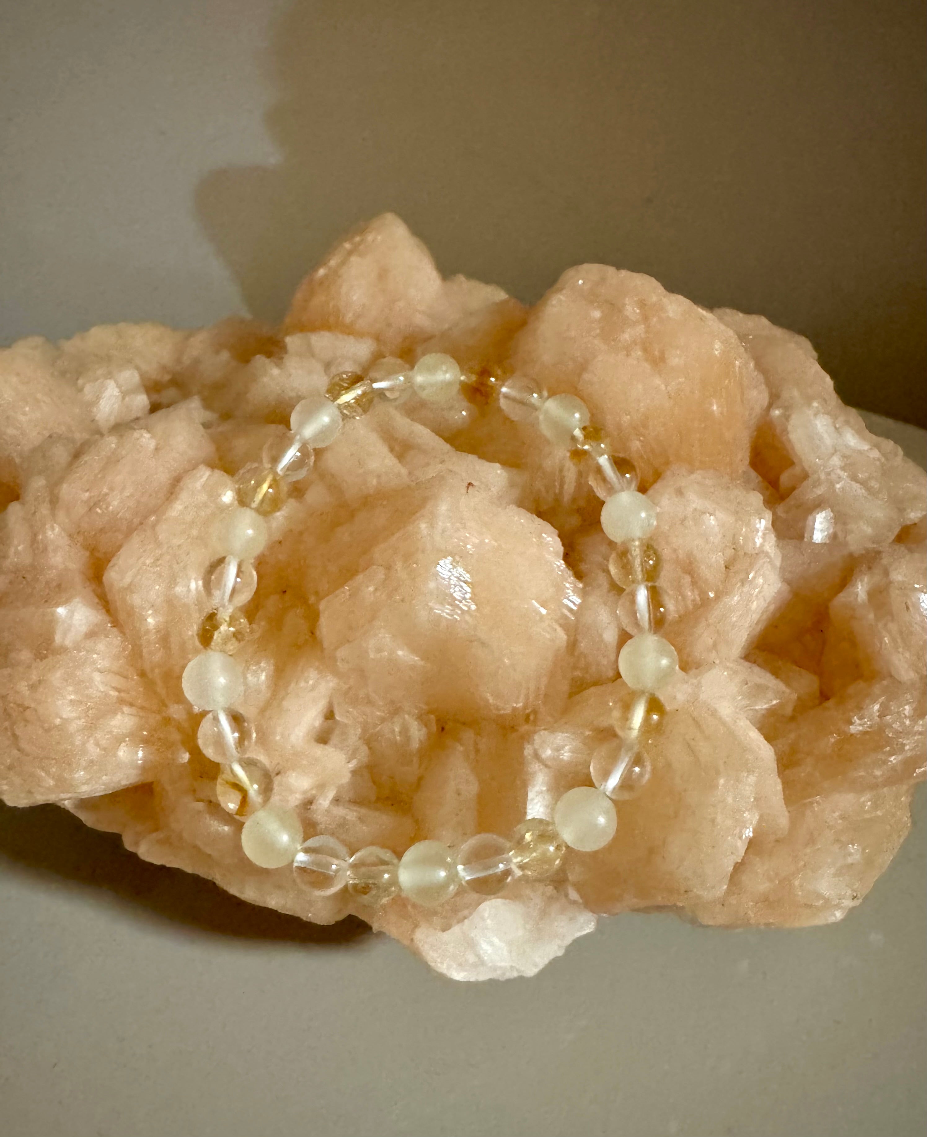 Luck & Prosperity armbånd - citrin A, jade & bjergkrystal - 6 mm.