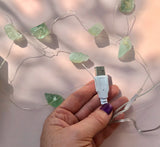 Månesøster Krystaller Grøn Jade LED lyskæde lys kæde
