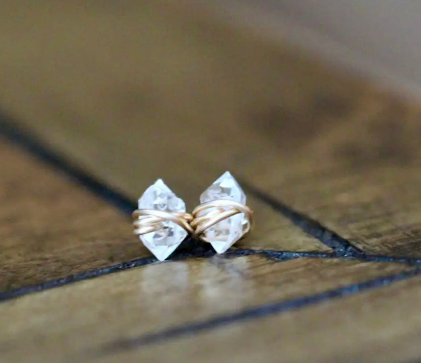 Ørestikker - Herkimer diamant & 14K Guldfyldt