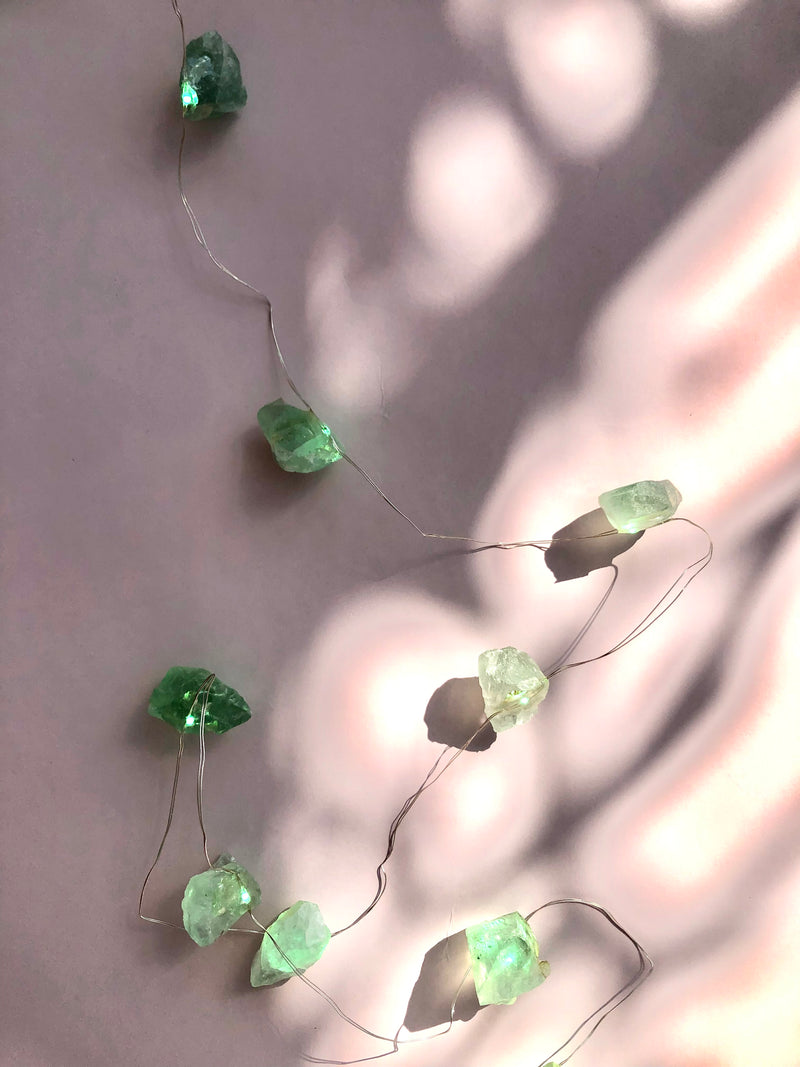 Månesøster Krystaller Grøn Jade LED lyskæde lys kæde'