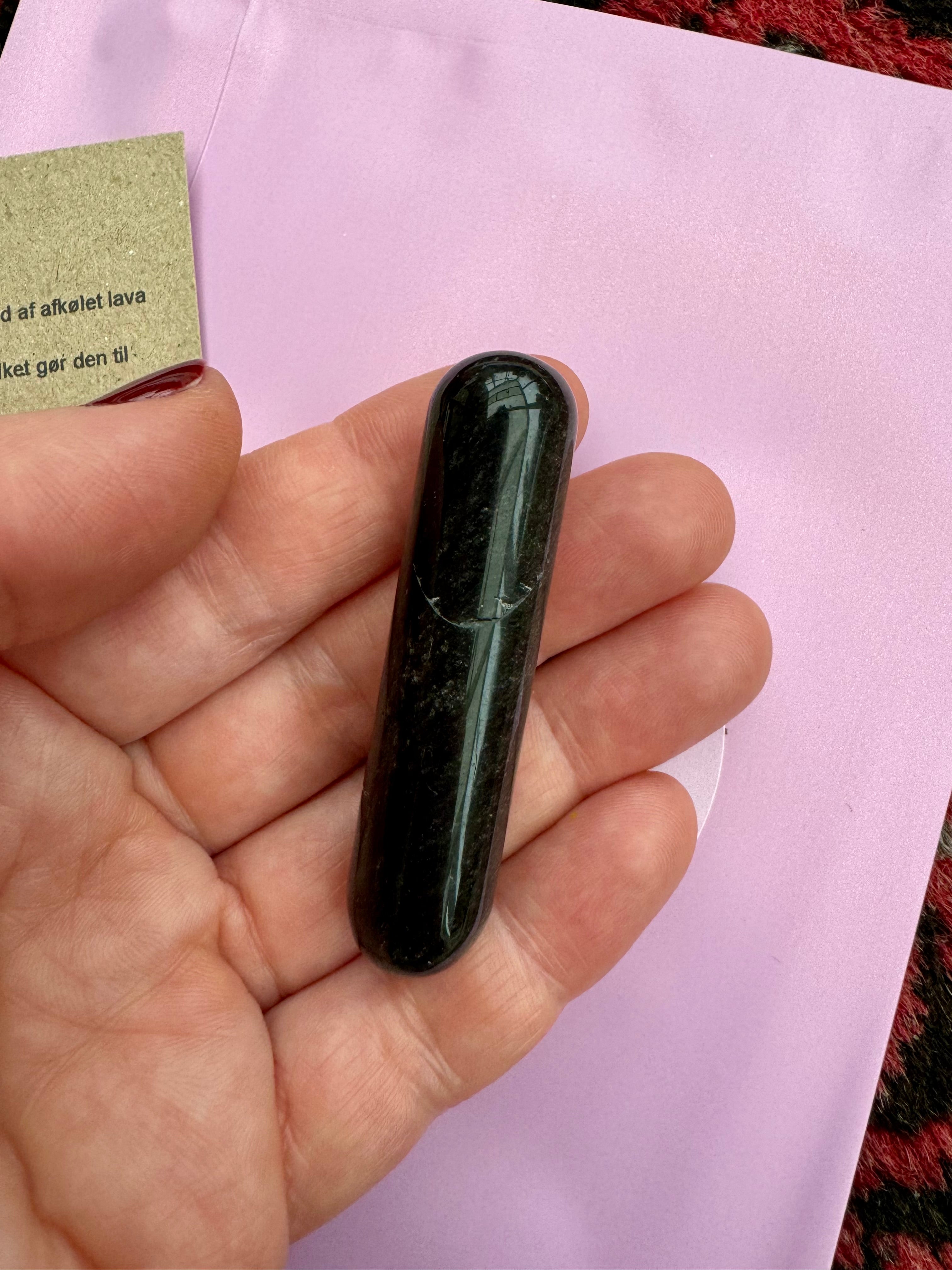 Lille Sort Obsidian 𖠢  healer/massage stav 𖠢 healing, positiv energi & beskyttelse ☾𖠢 6 cm