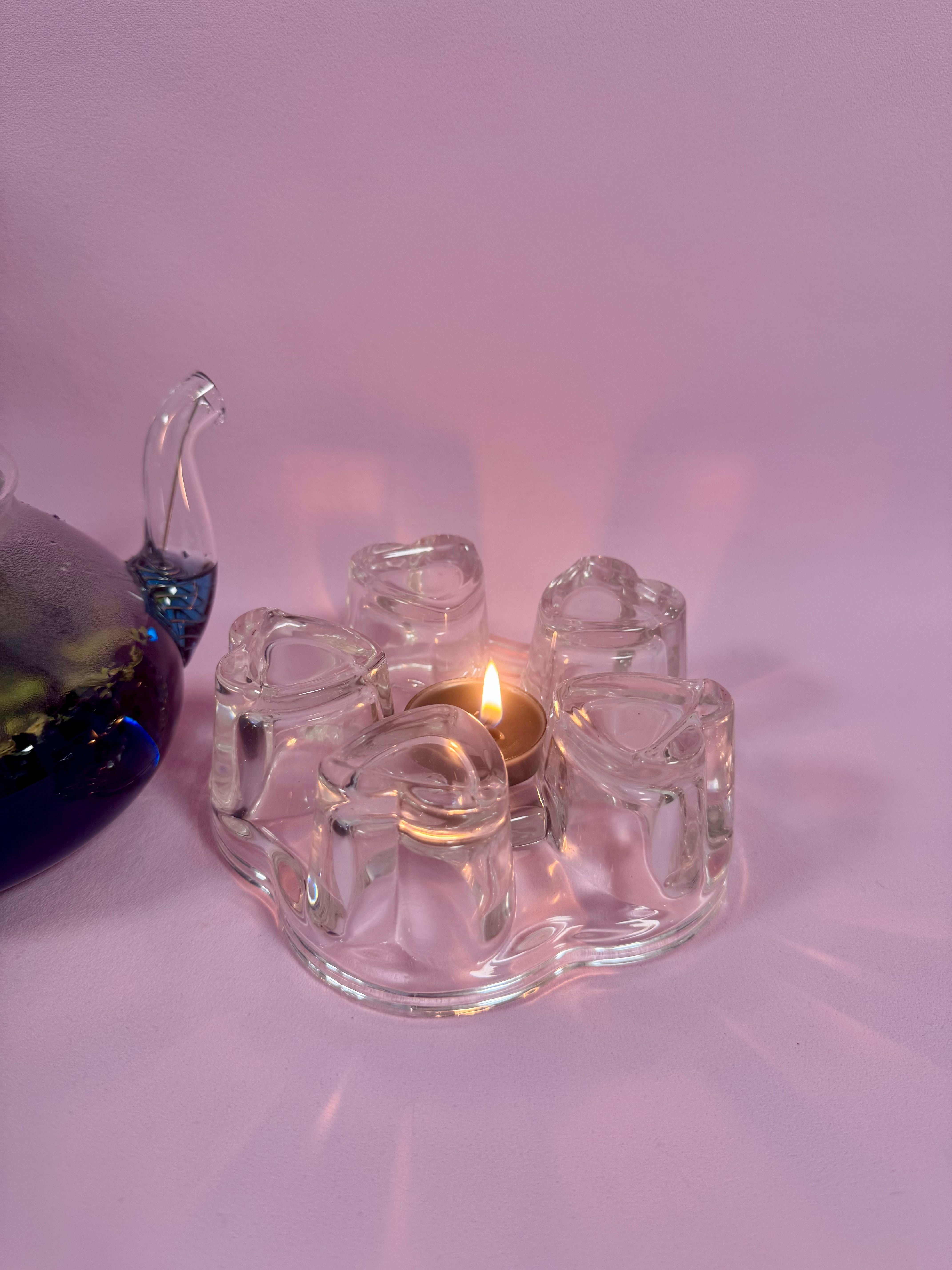 Glas Te Kande Med Stålfilter - 500 ml. Eller glas te varmer til fyrfadslys - Fra Tea Soul - Italien ☽