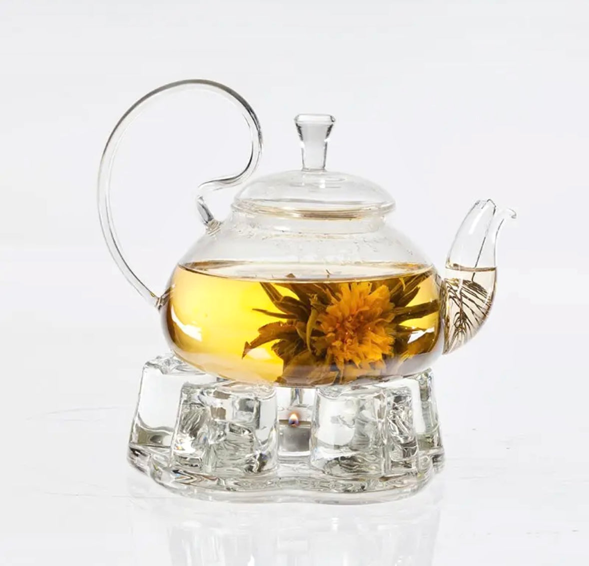 Glas Te Kande Med Stålfilter - 500 ml. Eller glas te varmer til fyrfadslys - Fra Tea Soul - Italien ☽