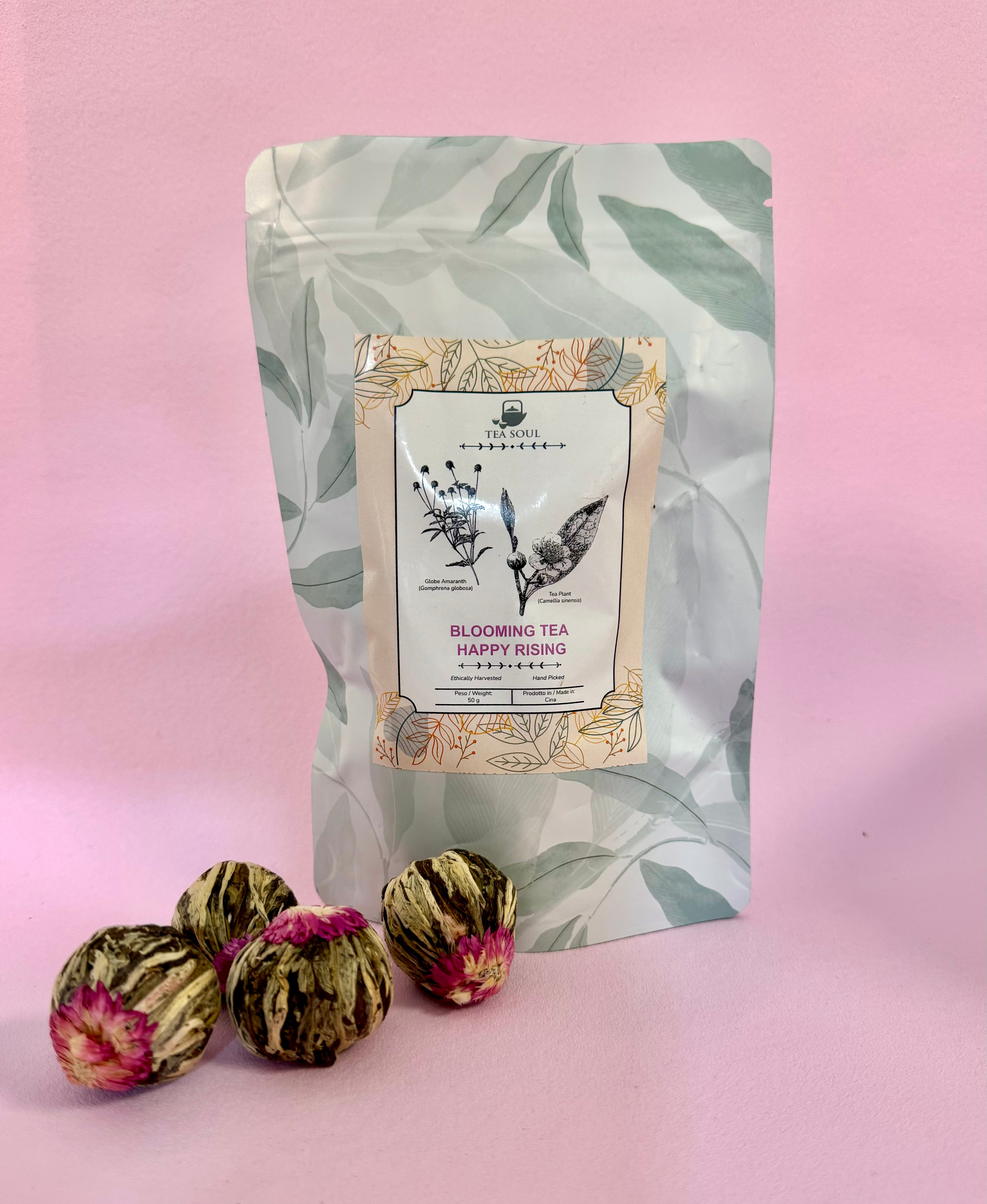 Månesøster Krystaller - Blooming Te Med Gonfrena Blomster - Happy Rising ☽ Tørret Blomster Te Boldt Fra Tea Soul - italien ☽ 50 gram - MAANESOESTER.DK