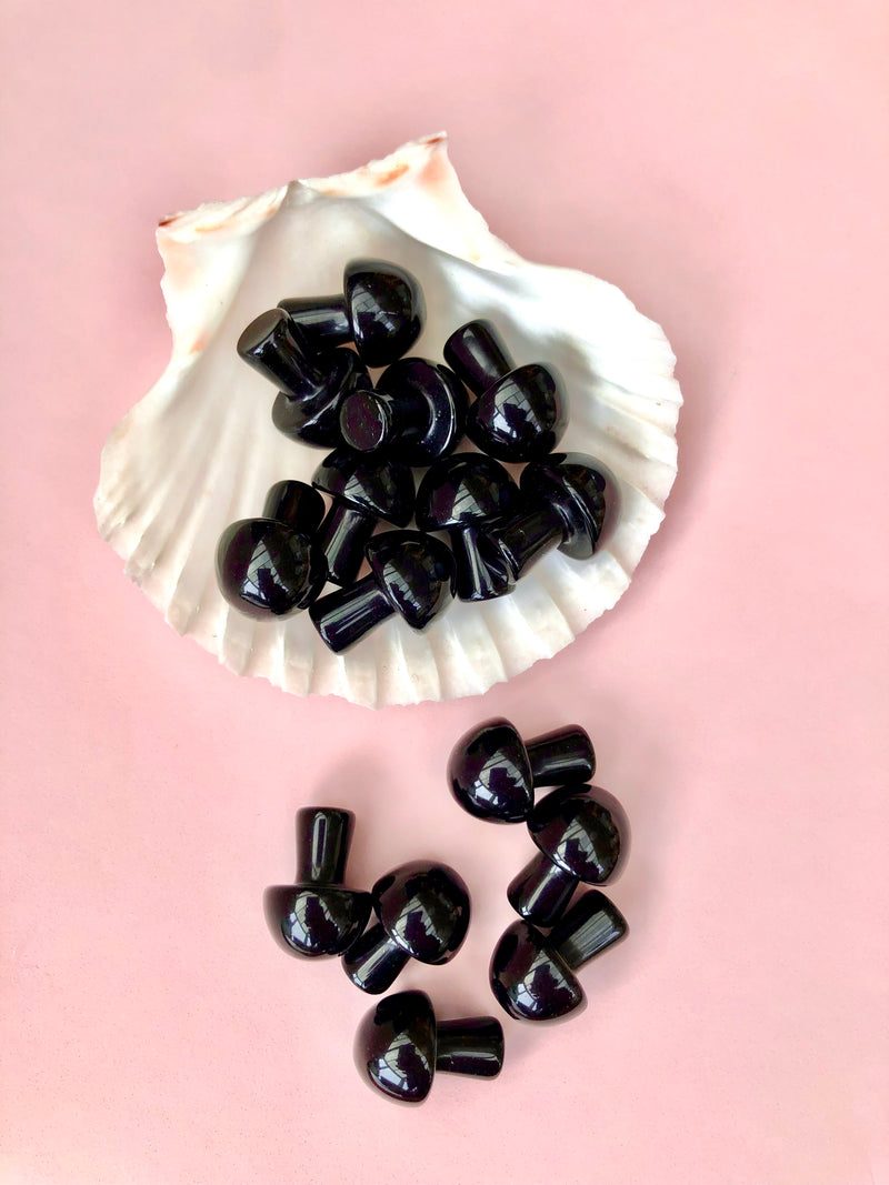 Sort Obsidian Svamp ☽ 2 cm
