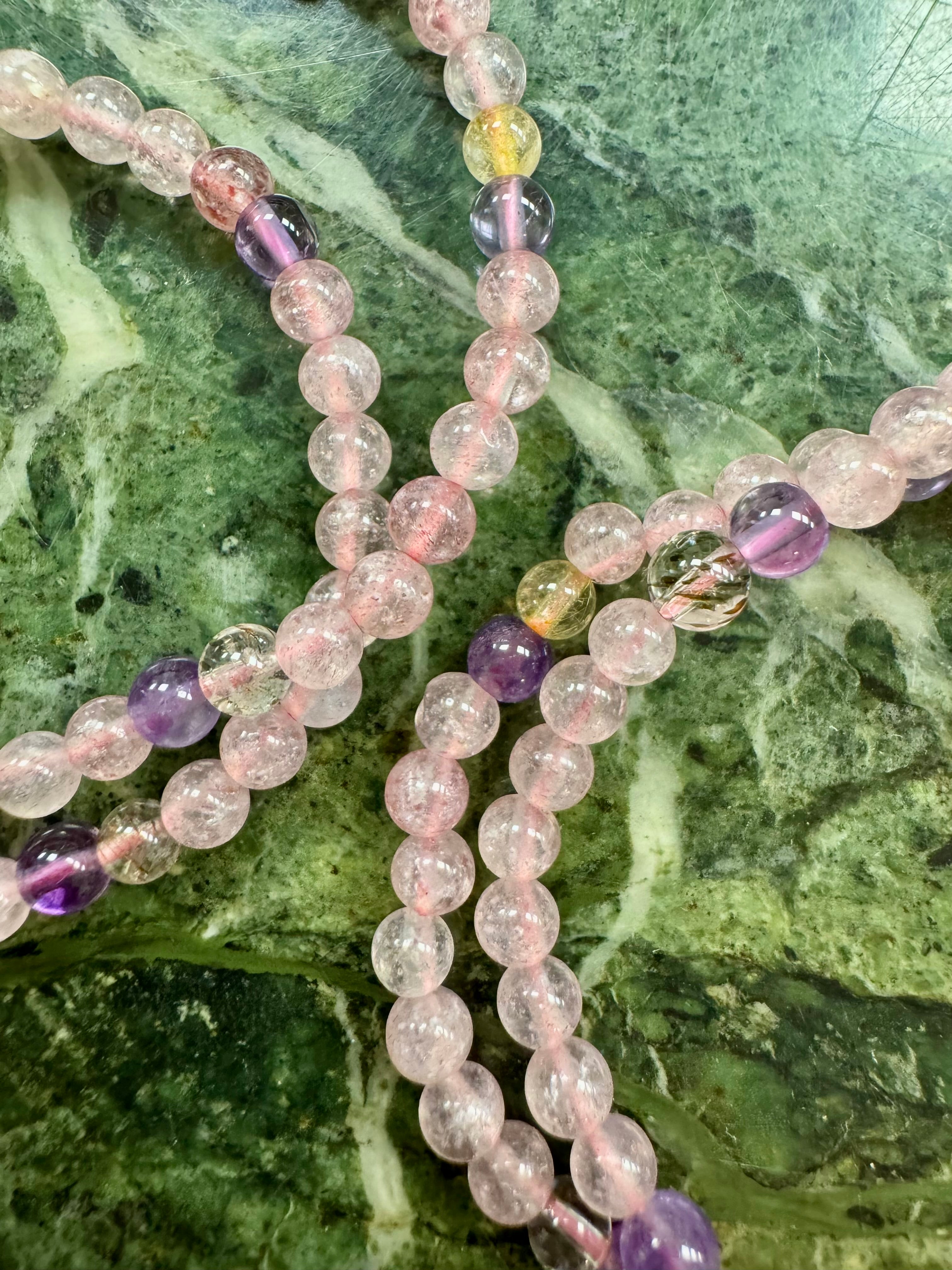 Super 7 Melody Armbånd - harmoni, balance, ro, healing af følelsesmæssige eller fysiske traumer (4 mm.)