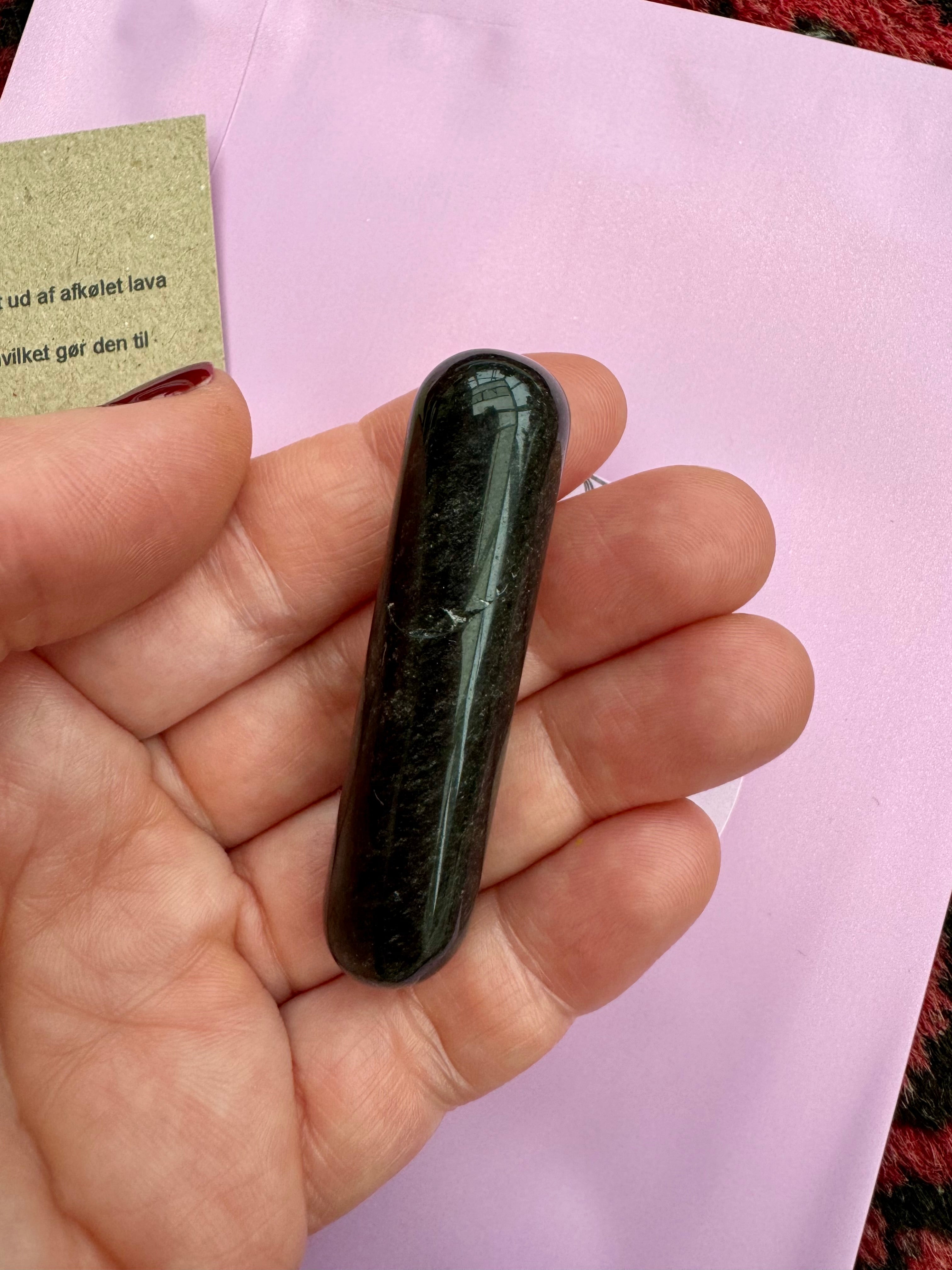 Lille Sort Obsidian 𖠢  healer/massage stav 𖠢 healing, positiv energi & beskyttelse ☾𖠢 6 cm