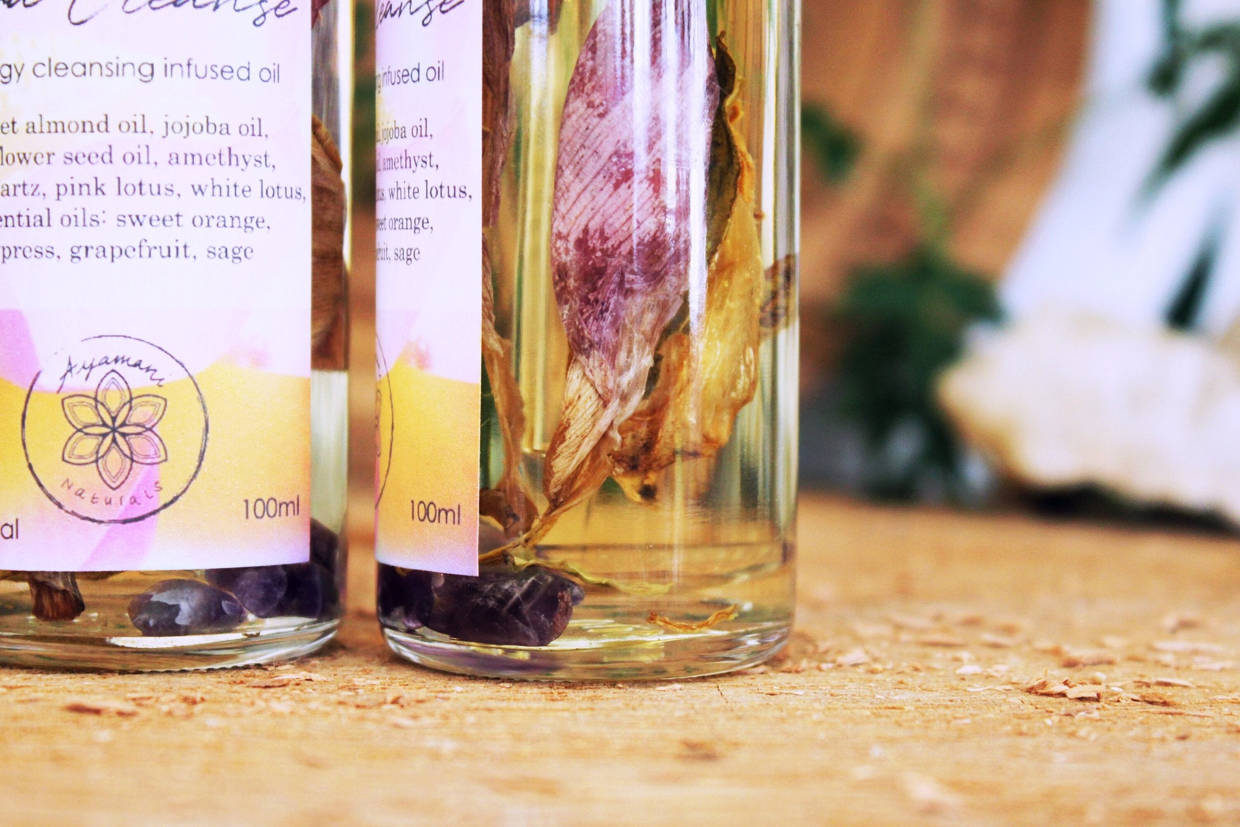 AURA CLEANSE OIL med PINK LOUTS & Ametyst - 30 ml