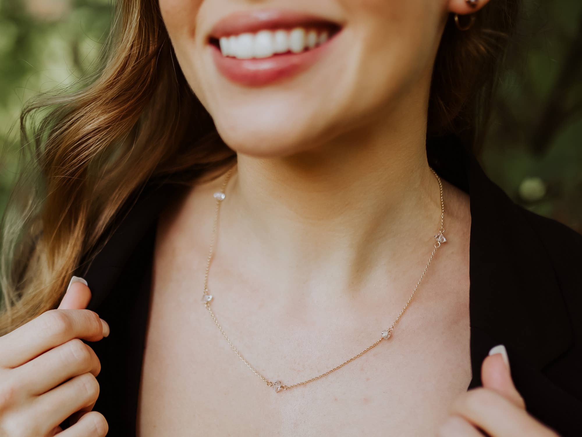 Herkimer Diamant Draperet Halskæde - 14K Guldfyld - fra Saressa Designs
