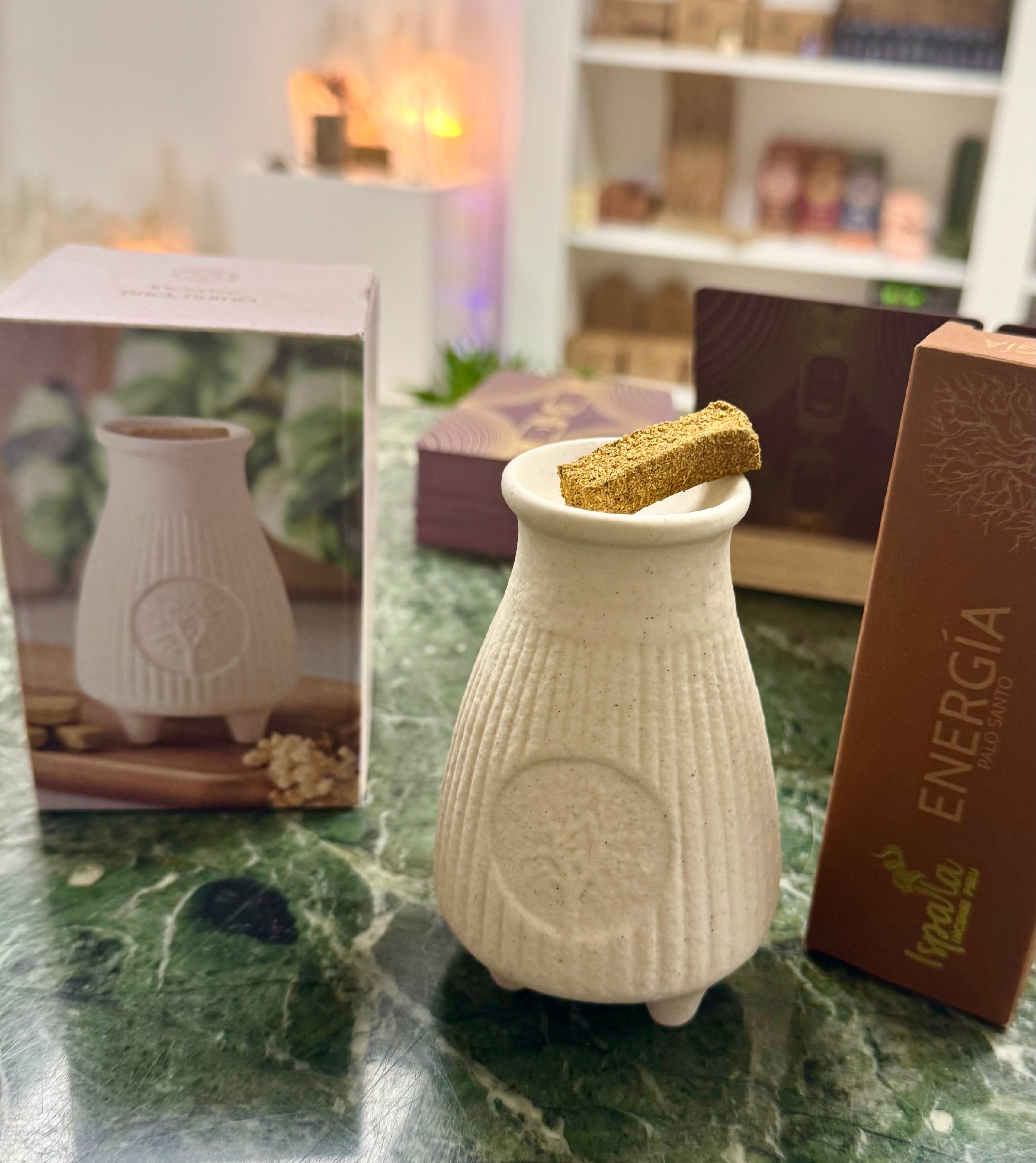Keramisk Palo Santo & olie brænder - cremefarvet eller gråbeige