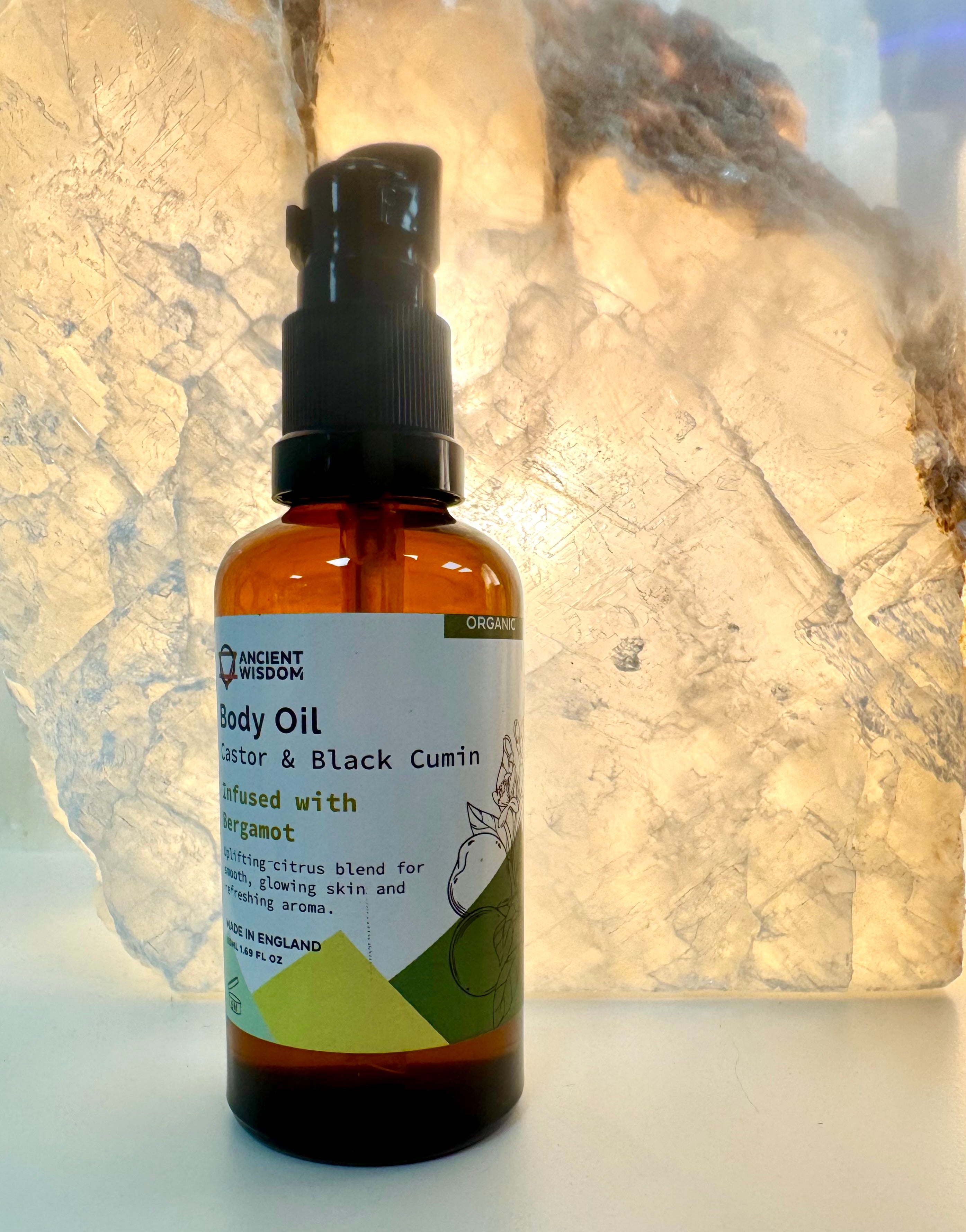 Økologisk Kropsolie 50 ml. - Bergamot - castor & black cumin - Foryngende olie blanding