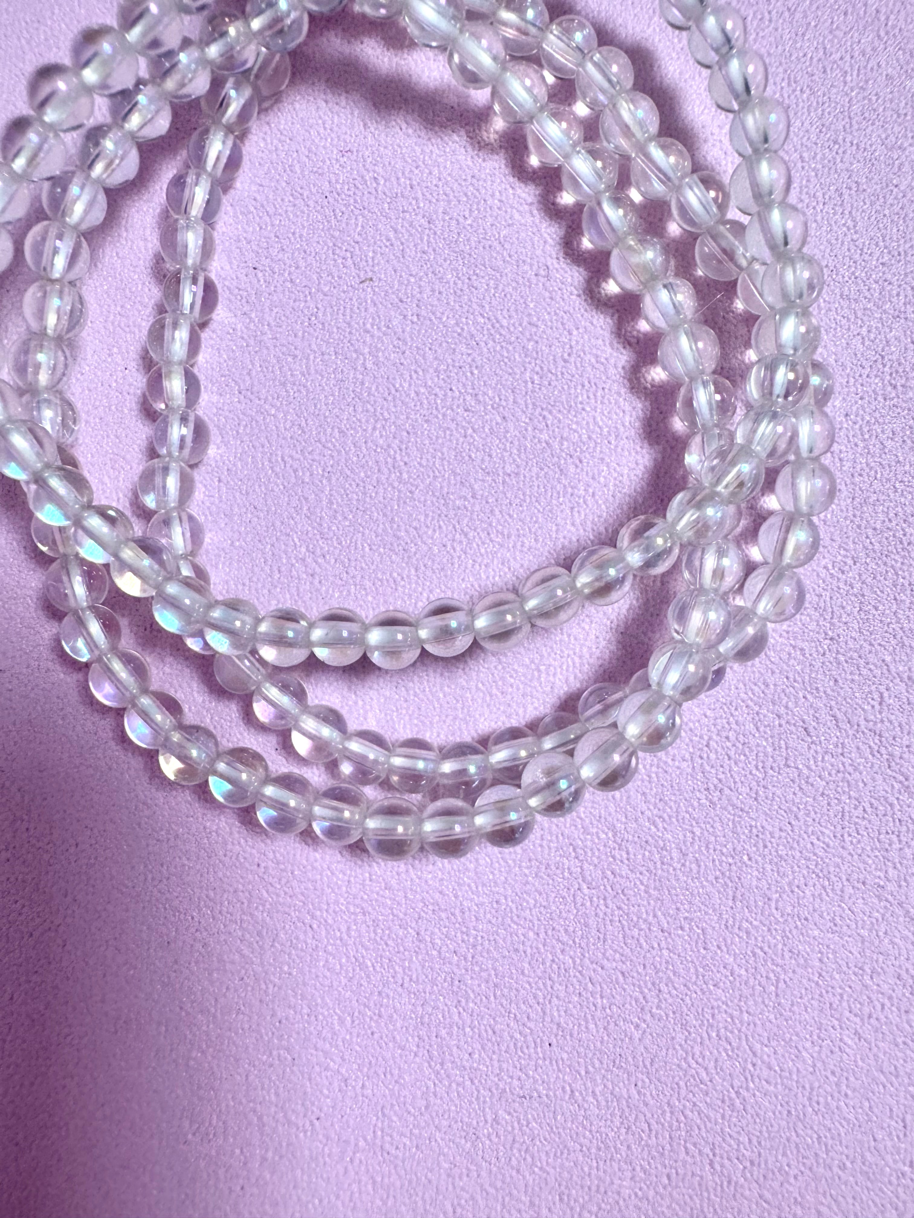 Aqua Aura bjergkrystals armbånd - 4mm, 18 cm