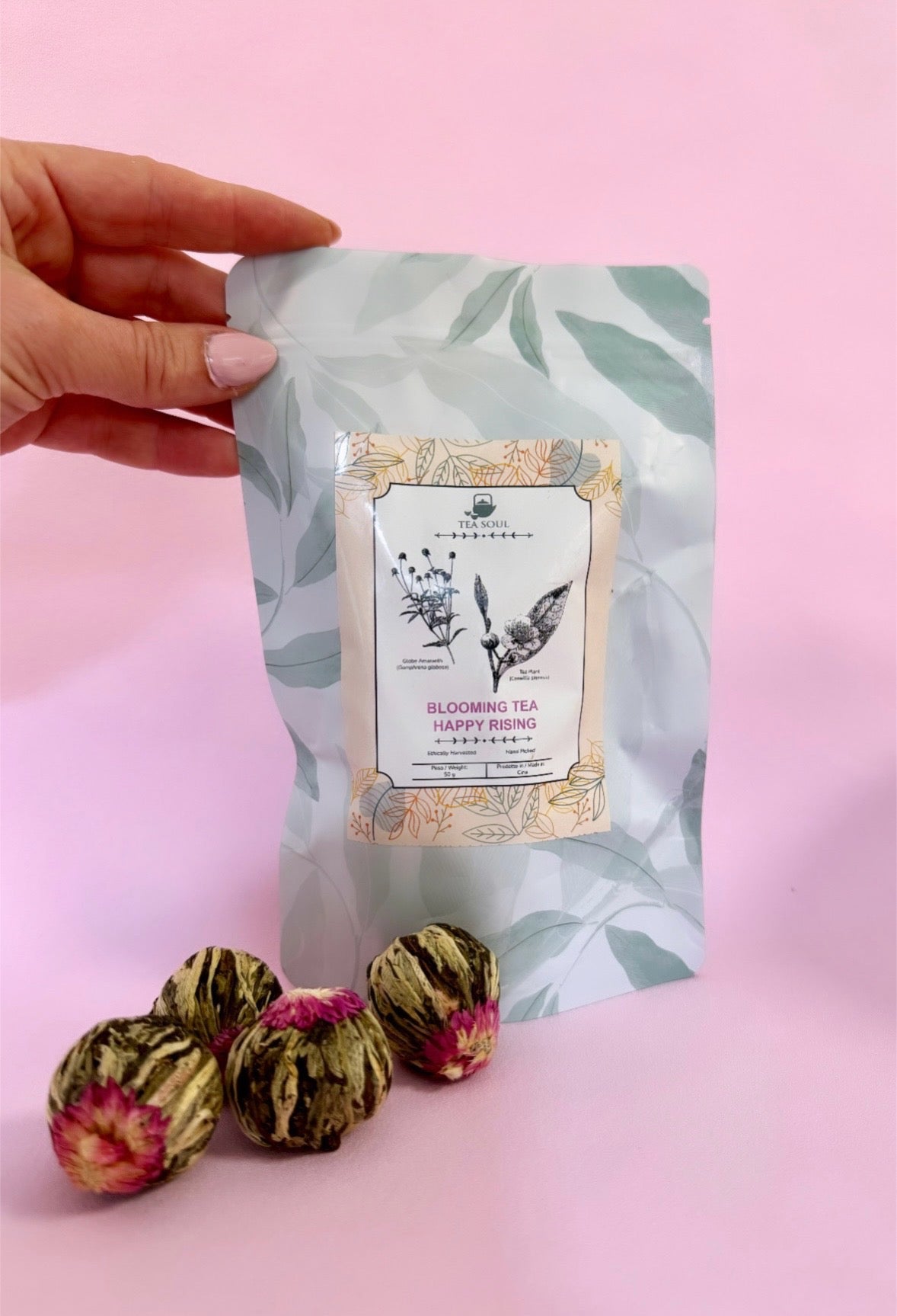 Månesøster Krystaller - Blooming Te Med Gonfrena Blomster - Happy Rising ☽ Tørret Blomster Te Boldt Fra Tea Soul - italien ☽ 50 gram - MAANESOESTER.DK