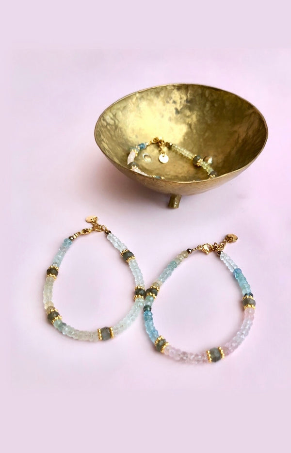 ☾ Morganit + Labradorit Armbånd ☾ Kærlighed, livsglæde, Spiritualitet , power, transformation & beskyttelse ☾