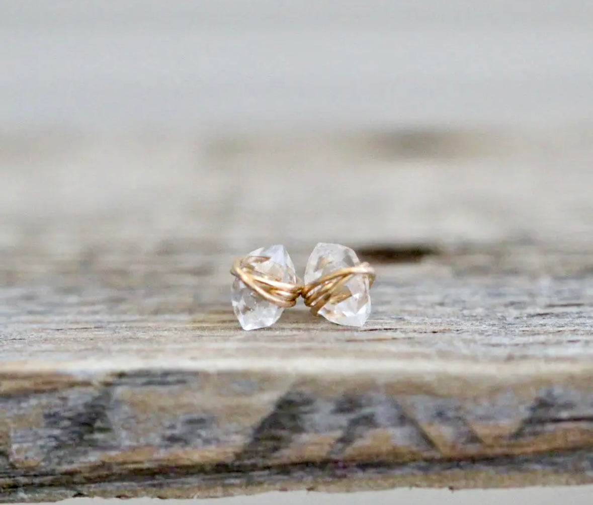 Ørestikker - Herkimer diamant & 14K Guldfyldt