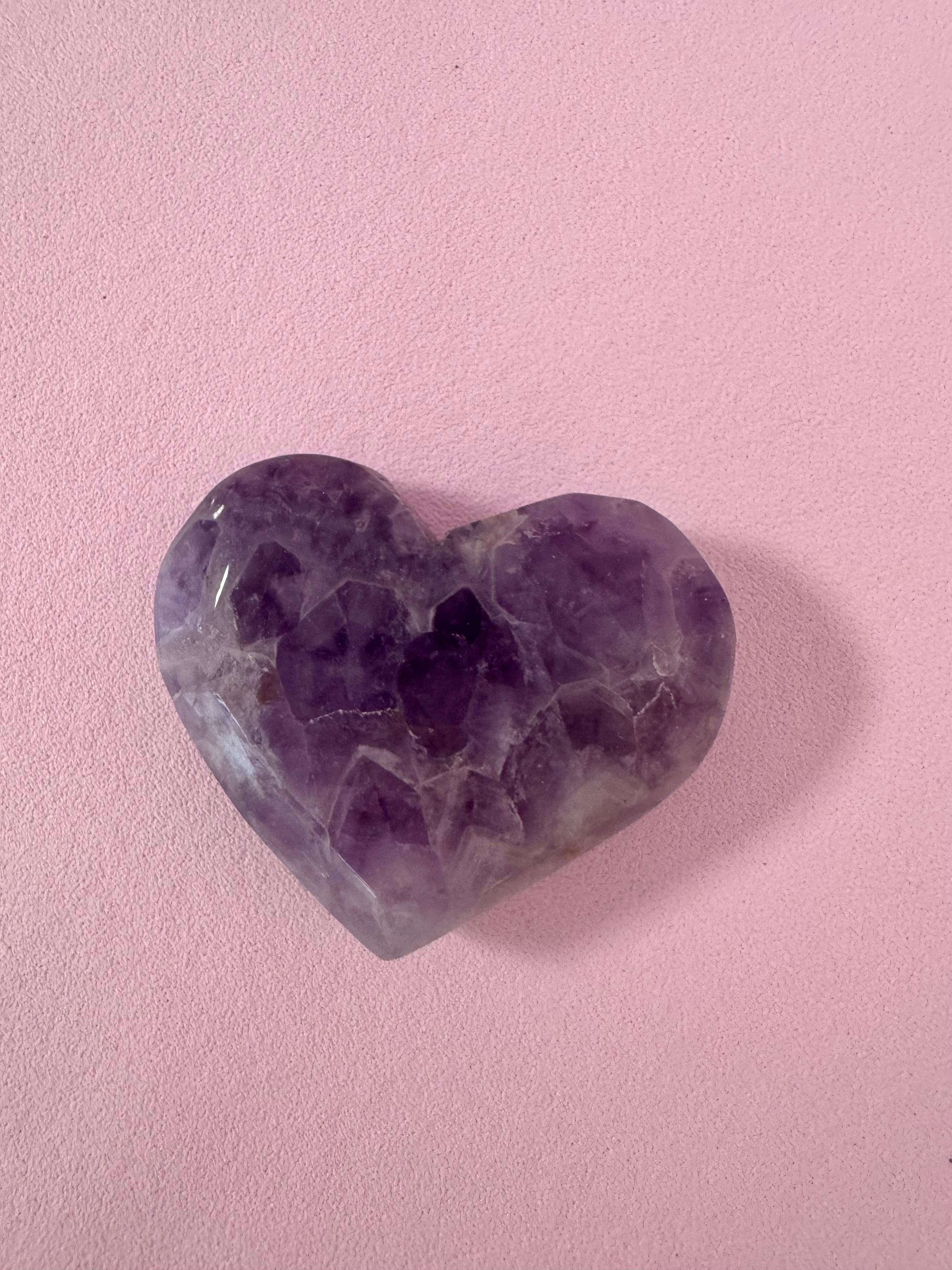 Ametyst hjerte - RO, HEALING & SELVKÆRLIGHED  - 5,5 cm