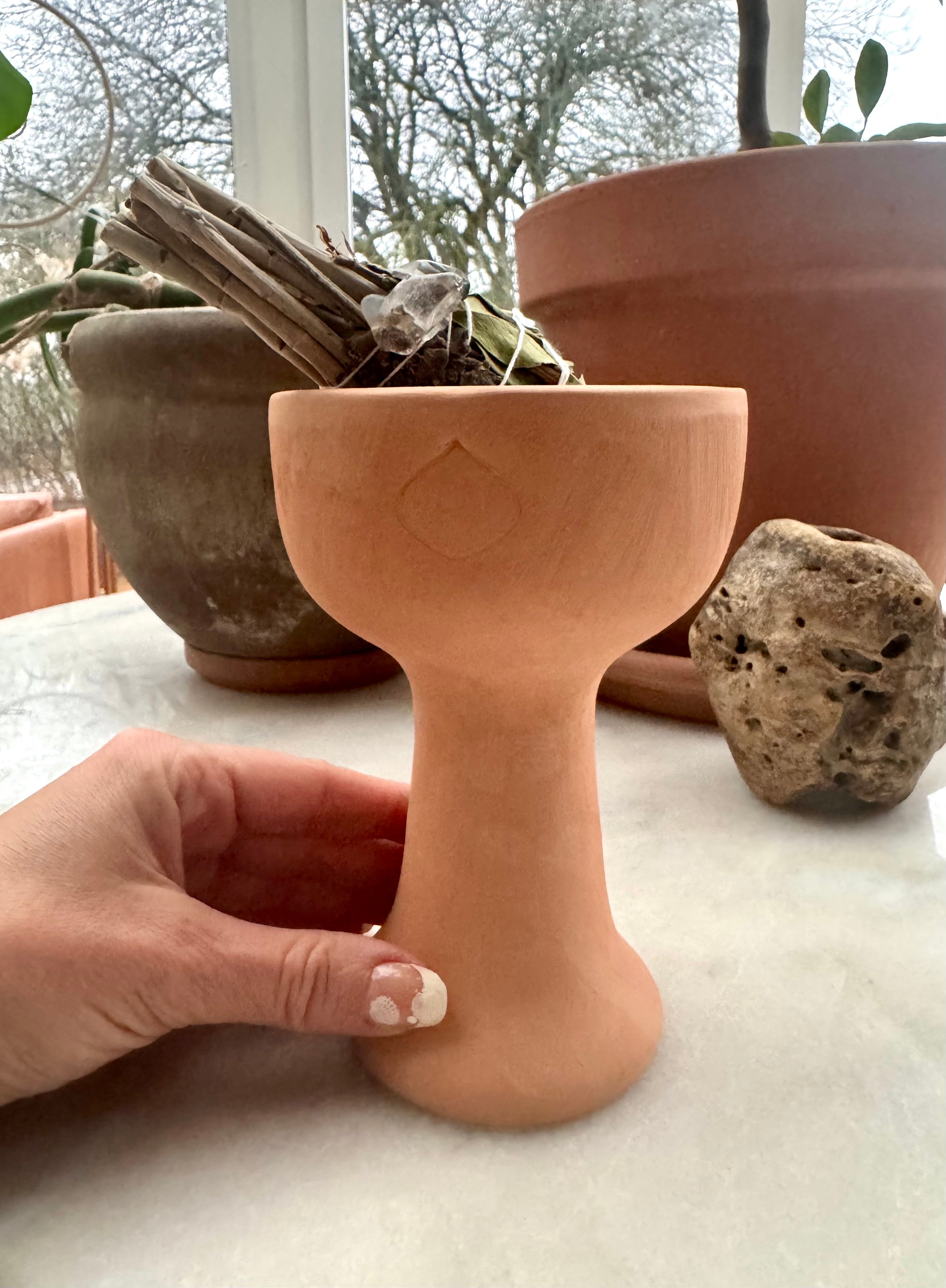 Røgelses brænder sæt - ler brænder + Aura rensende salvie smudgestick