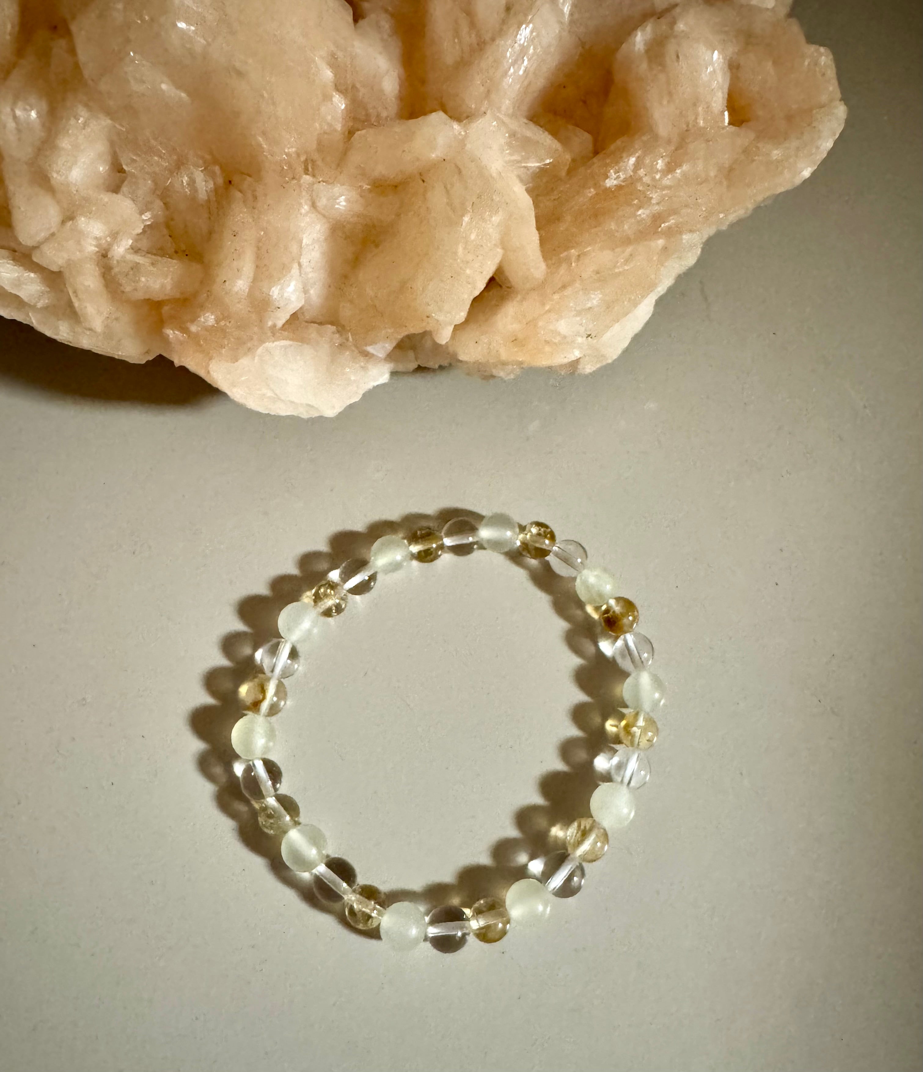 Luck & Prosperity armbånd - citrin A, jade & bjergkrystal - 6 mm.