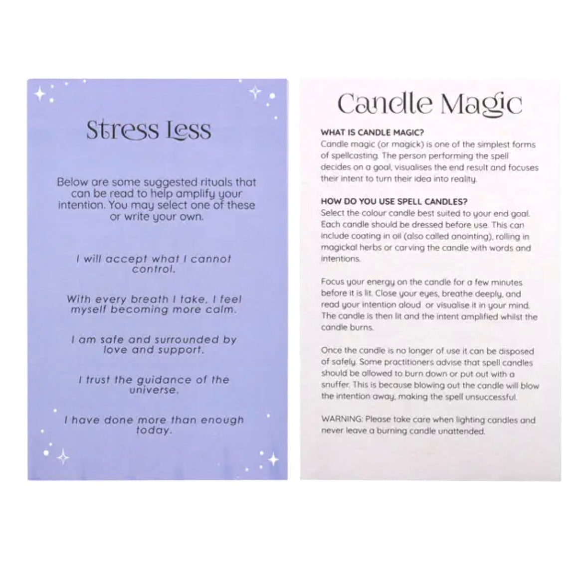 Månesøster Krystaller - Stearinlys - Lavendelfarvet ☾ Stress less SPELL CANDLES ☾ For mindre stress