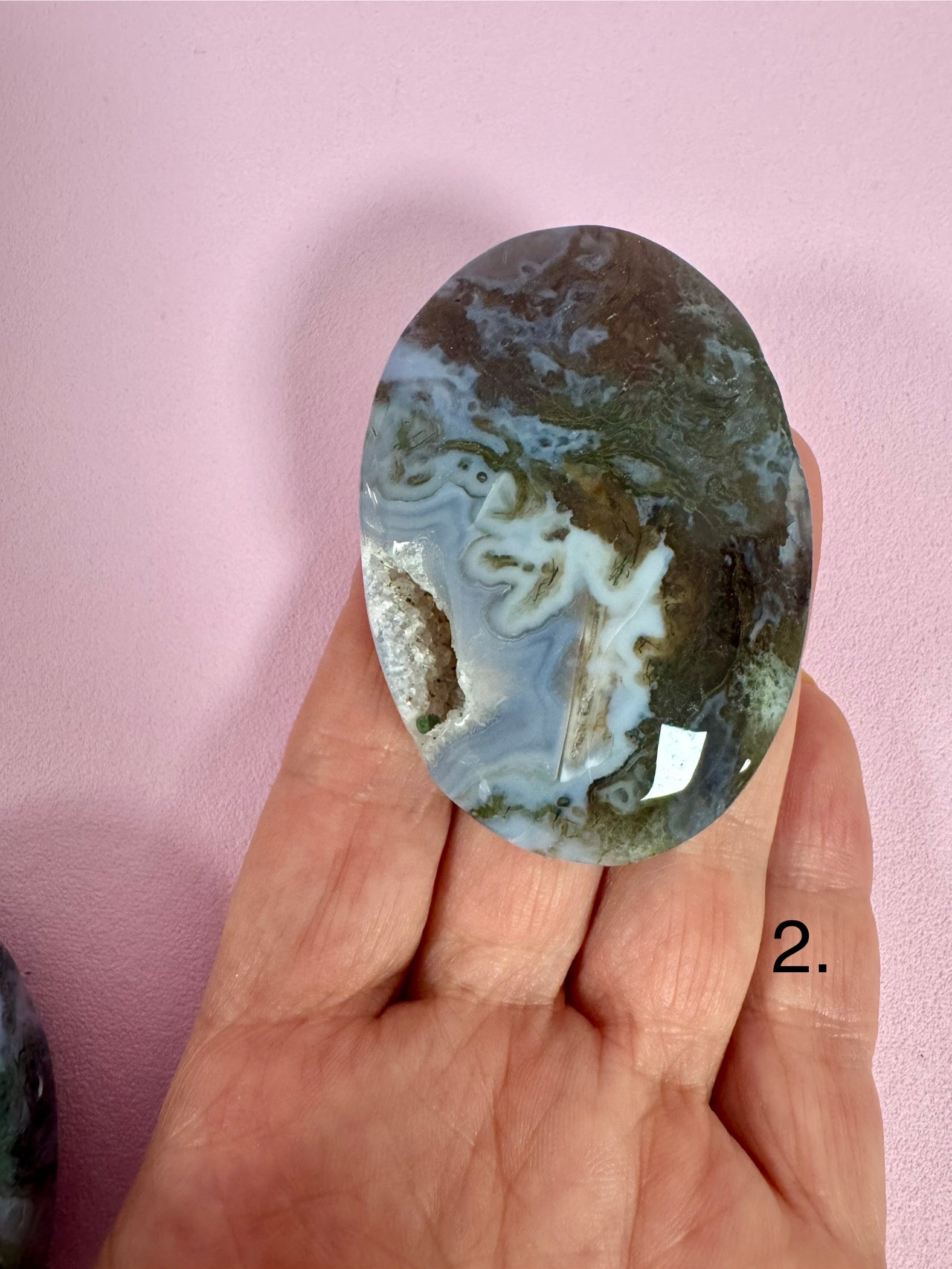 Mosagat palmstone ☾ Kærlighed, overskud & samhørighed 7x4,7 cm