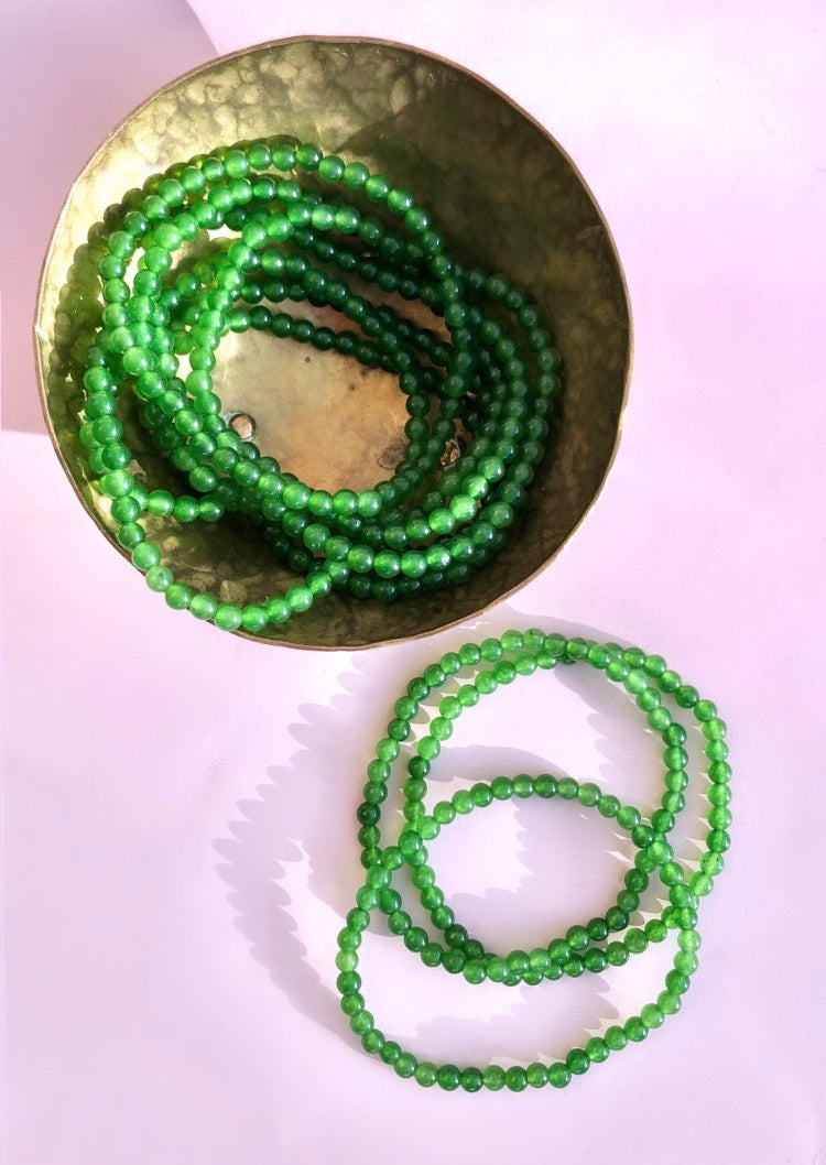 Grøn Nefrit Armbånd ☽ Healing, Manifestation & Overflod ☽ (4 mm)