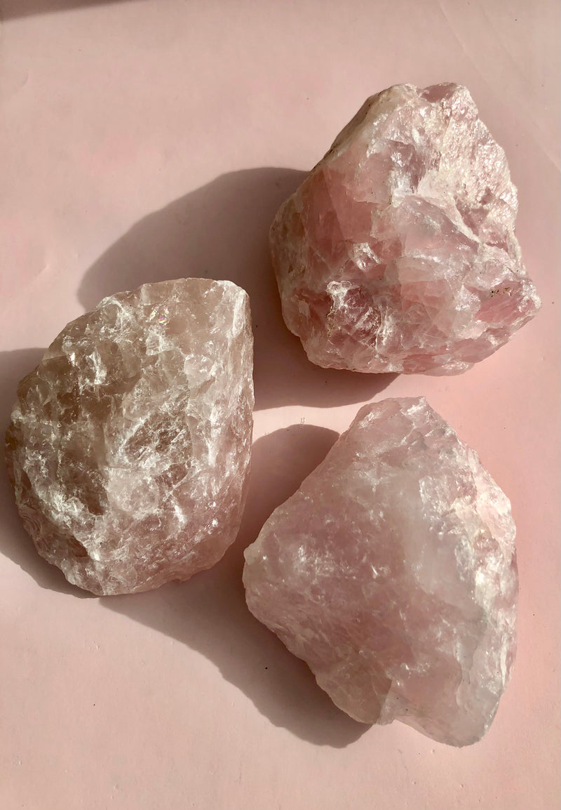 Store Rå Rosenkvarts Stykker ♡ Ubetinget Kærlighed & Balance mellem yin & Yang ♡ Nr. 4-6