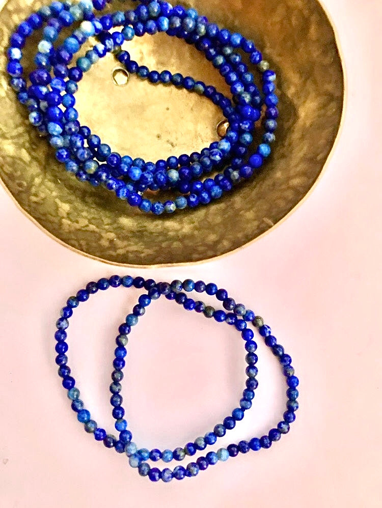 Lapis Lazuli Jaspis Armbånd ☾ Sandhed, Visdom, Indre Fred & Åndelighed ☾ (4 mm.)