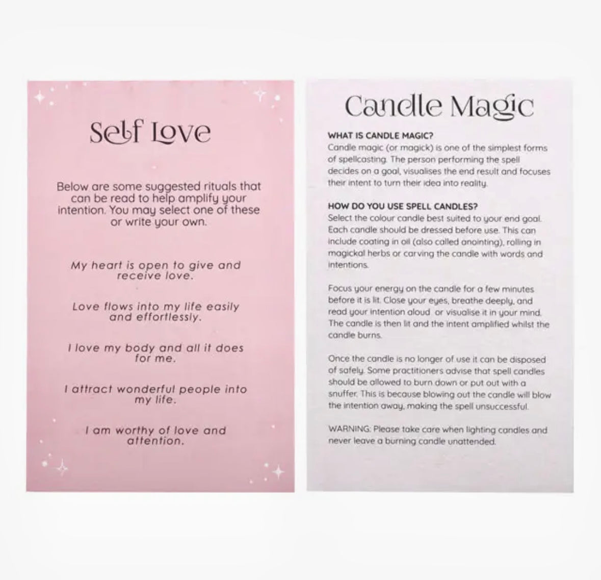 Månesøster Krystaller - Lyserøde ☾ Self love SPELL CANDLES ☾ For selvkærlighed - Stearinlys