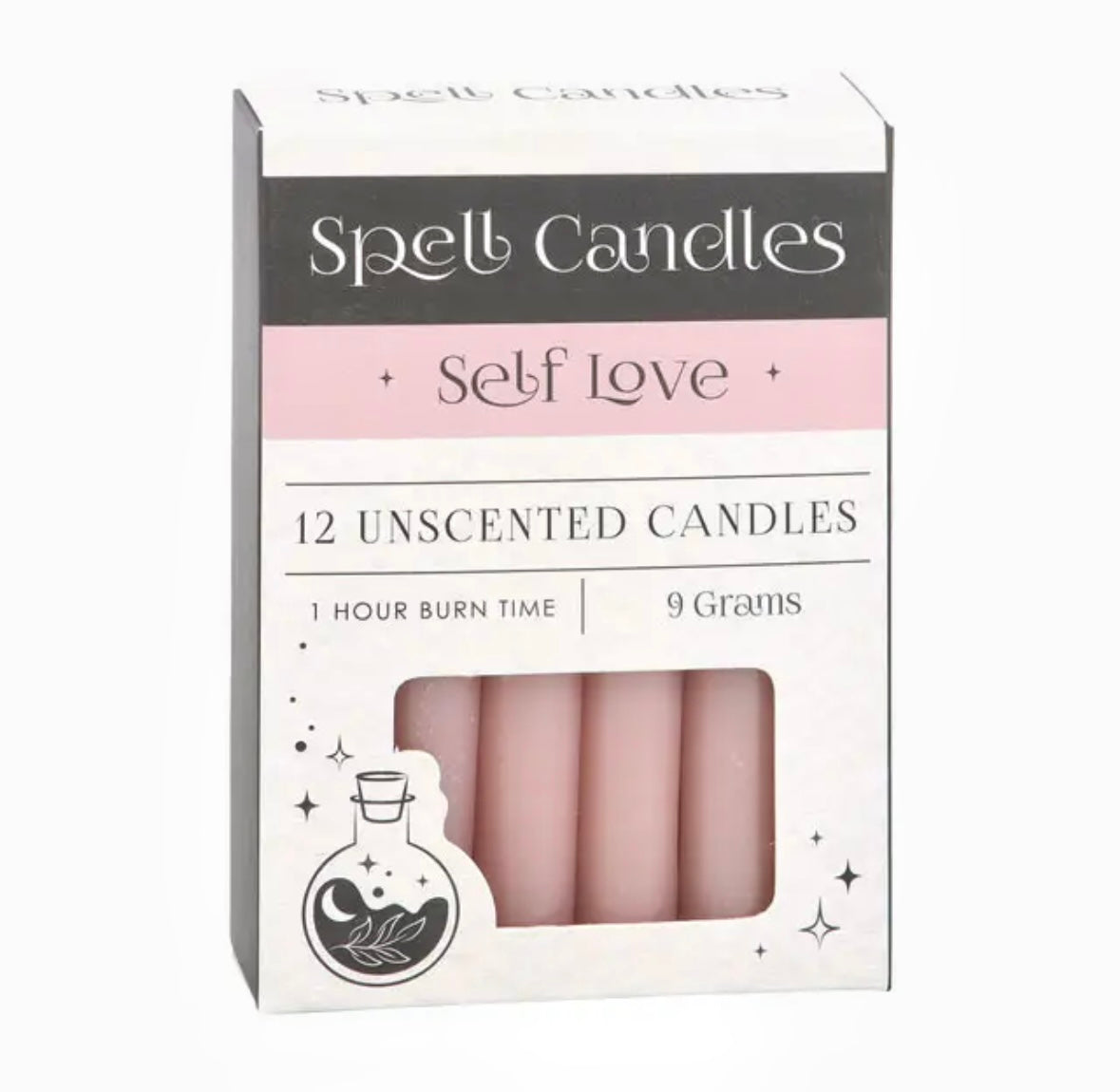 Månesøster Krystaller - Lyserøde ☾ Self love SPELL CANDLES ☾ For selvkærlighed - Stearinlys