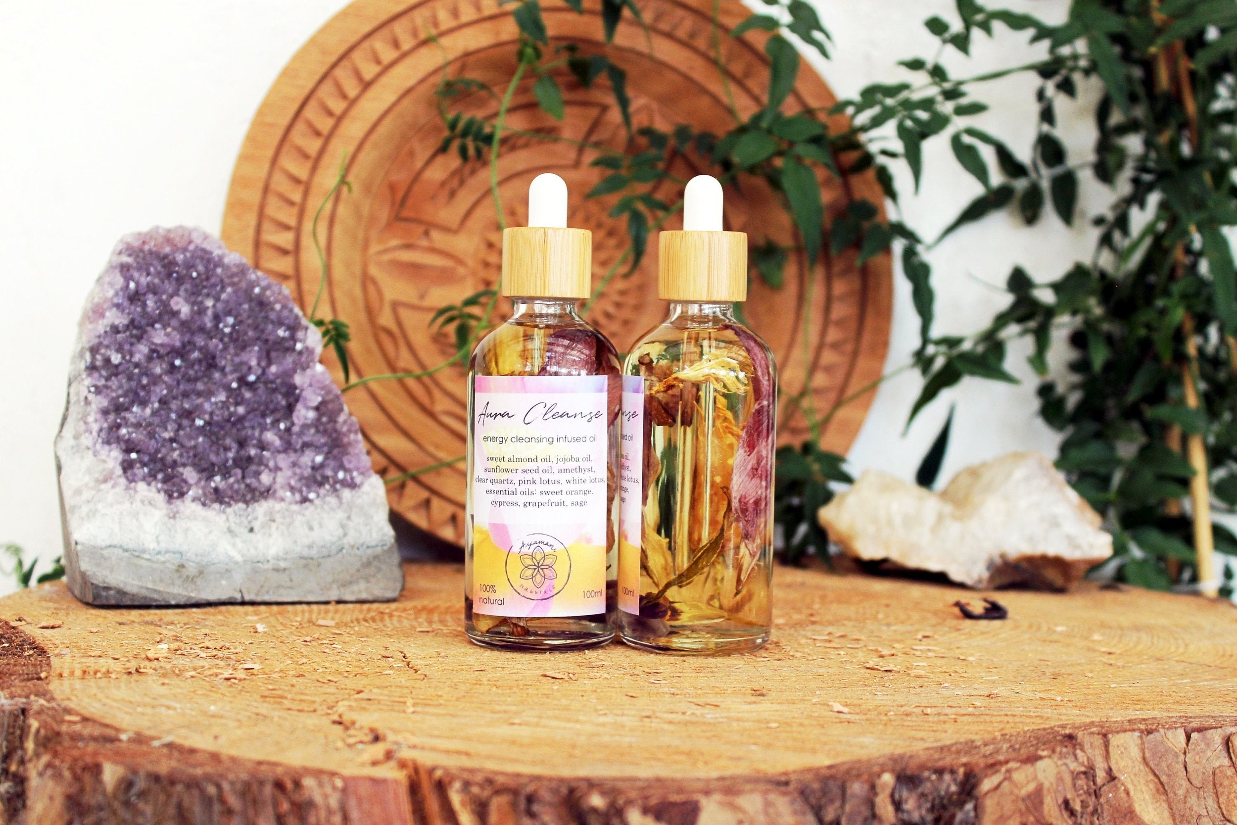 AURA CLEANSE OIL med PINK LOUTS & Ametyst - 30 ml