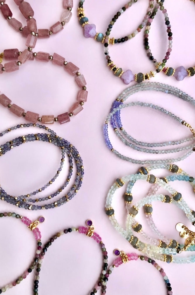 ☾ Tanzanit + Labradorit + Pyrit Armbånd ☾ transformation, Frugtbarhed, overflod & beskyttelse ☾