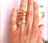 Rå Pink Turmalin ring ☾ UBETINGET KÆRLIGHED, RO & FEMININ ENERGI ☾ Belagt med 18 karat guld