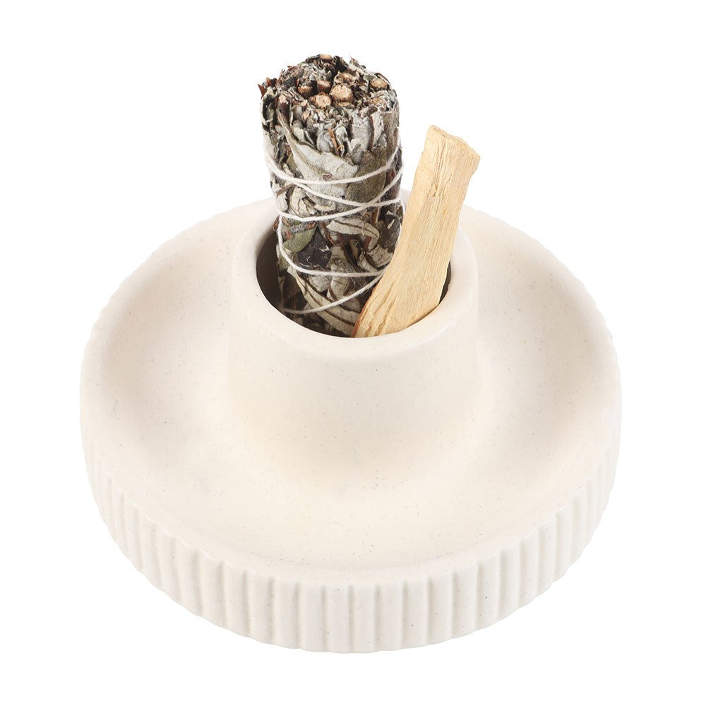 Keramisk Smudge Bowl – Minimalistisk & Varmebestandig – 14 cm - cremefarvet