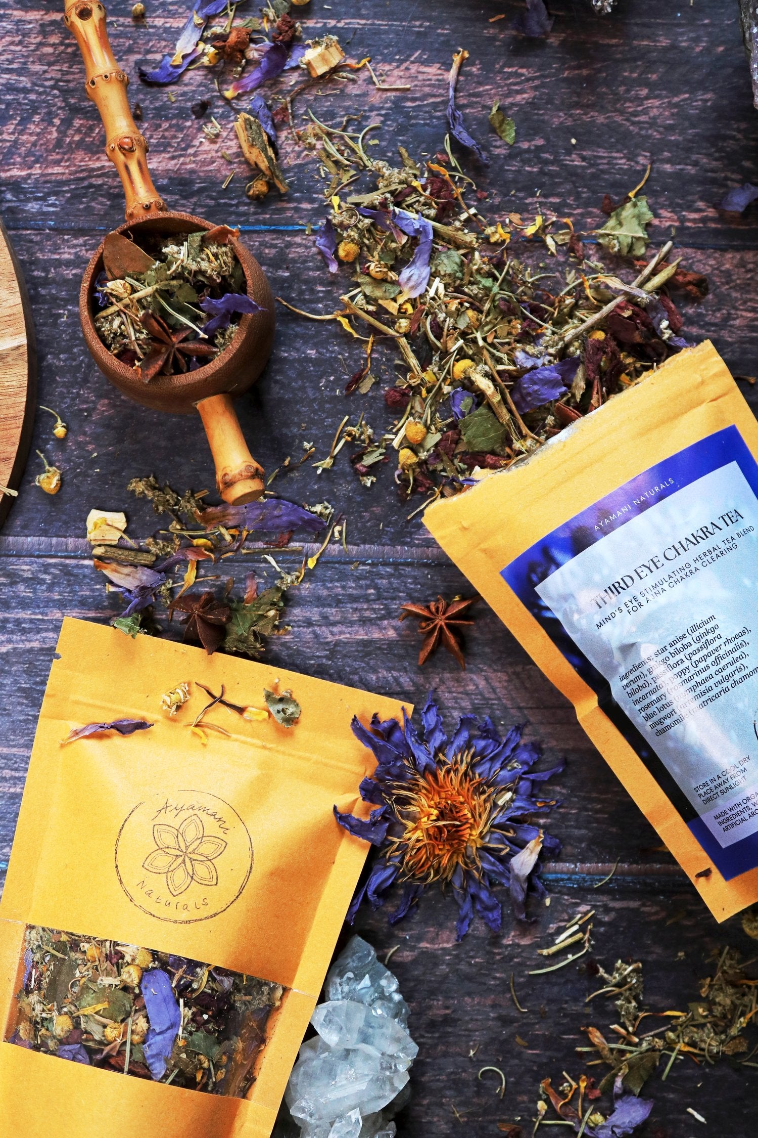 THIRD EYE CHAKRA TEA ☽ Tredje Øje Chakra Te Fra Ayamani Naturals ☽ 100 gram