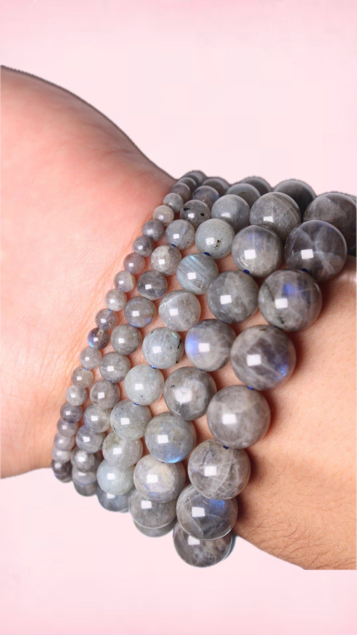 Labradorit Armbånd 4mm ☾ Spirituelle evner, styrke, transformation & beskyttelse ☾