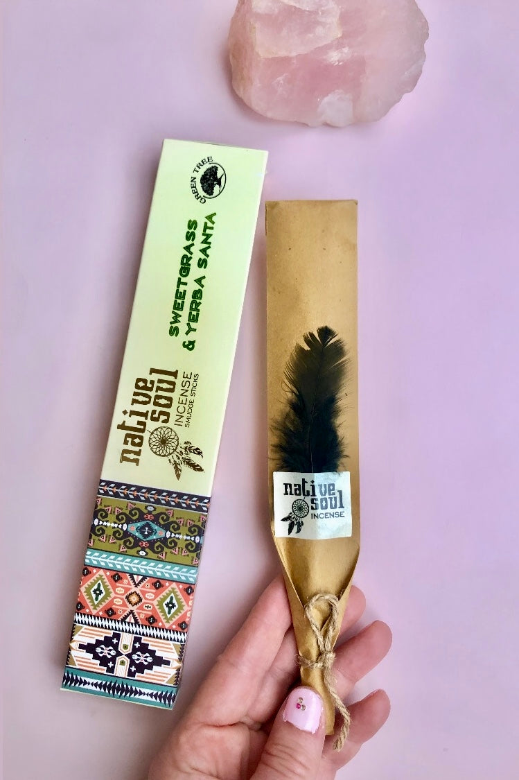 Native Soul 𖤓 Røgelsespinde 𖤓 Sweetgrass & Yerba Santa
