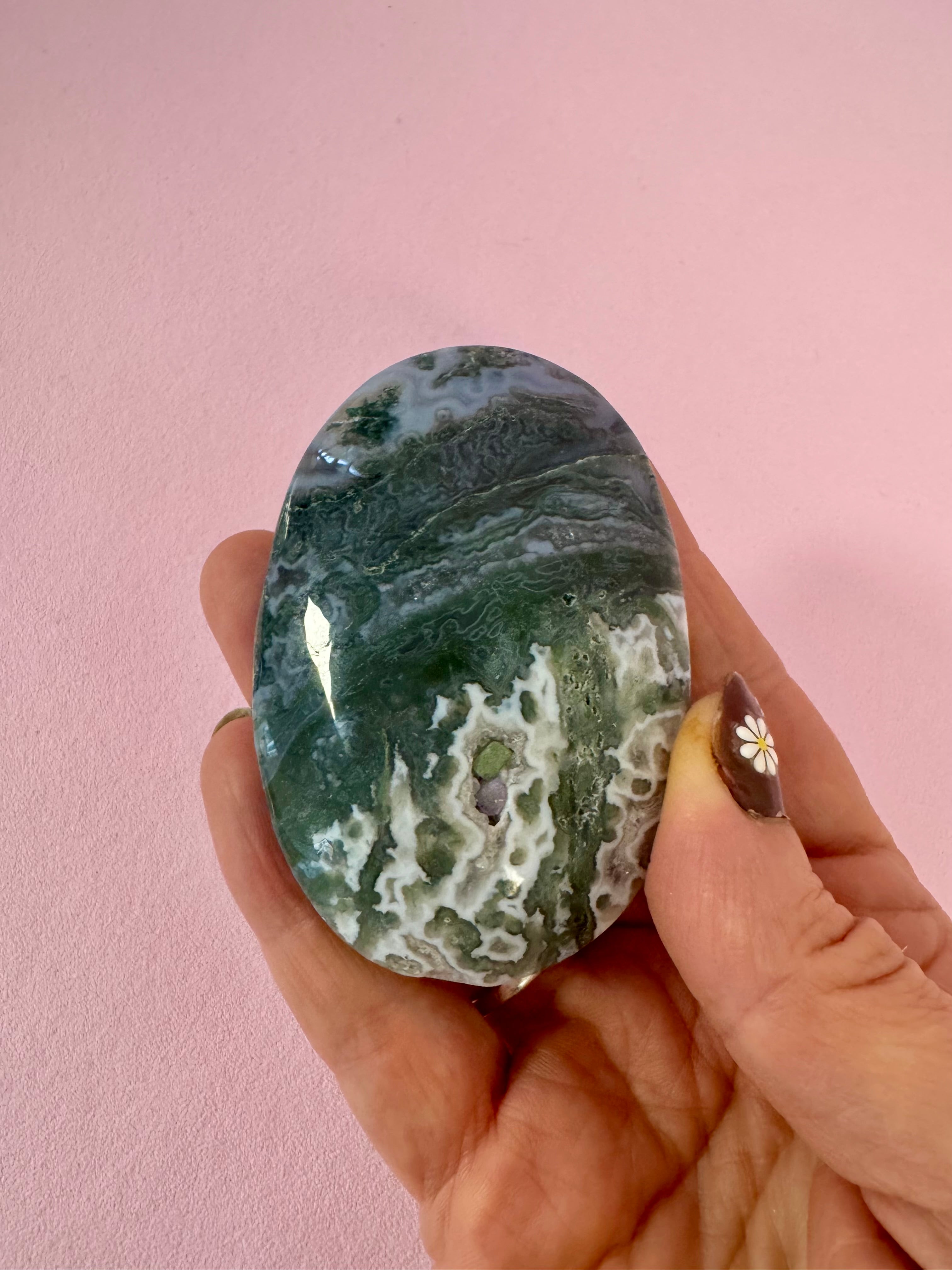 Mosagat palmstone ☾ Kærlighed, overskud & samhørighed 7x4,7 cm