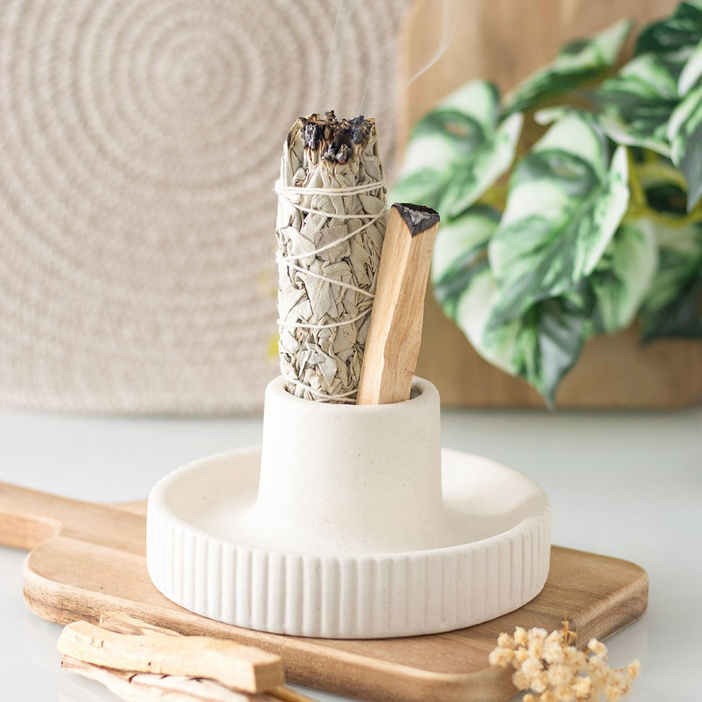 Keramisk Smudge Bowl – Minimalistisk & Varmebestandig – 14 cm - cremefarvet