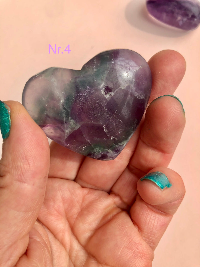 Regnbue Fluorit Hjerter ☾ Koncentration, Grounding & Balance ☾ nr. 1-5