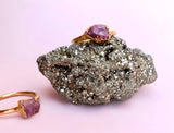 Rå Pink Turmalin ring ☾ UBETINGET KÆRLIGHED, RO & FEMININ ENERGI ☾ Belagt med 18 karat guld