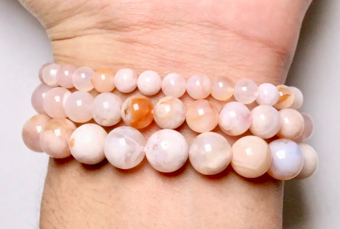 Blomster Agat Armbånd (4 mm.)